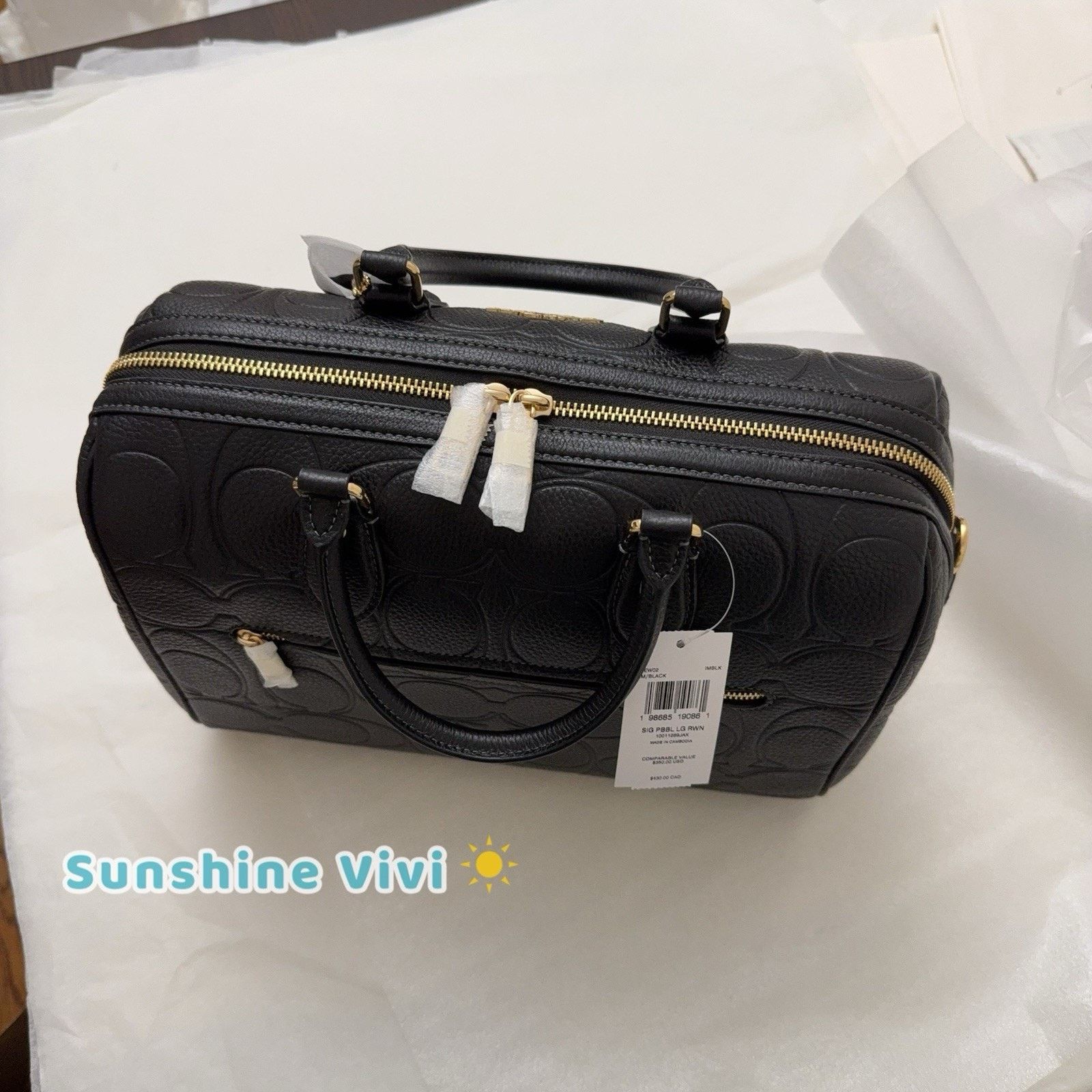 Coach NWT Coach Rowan Large Satchel Bag Leather CEW02 BLACK Gold Size ONE SIZE - 4 Thumbnail