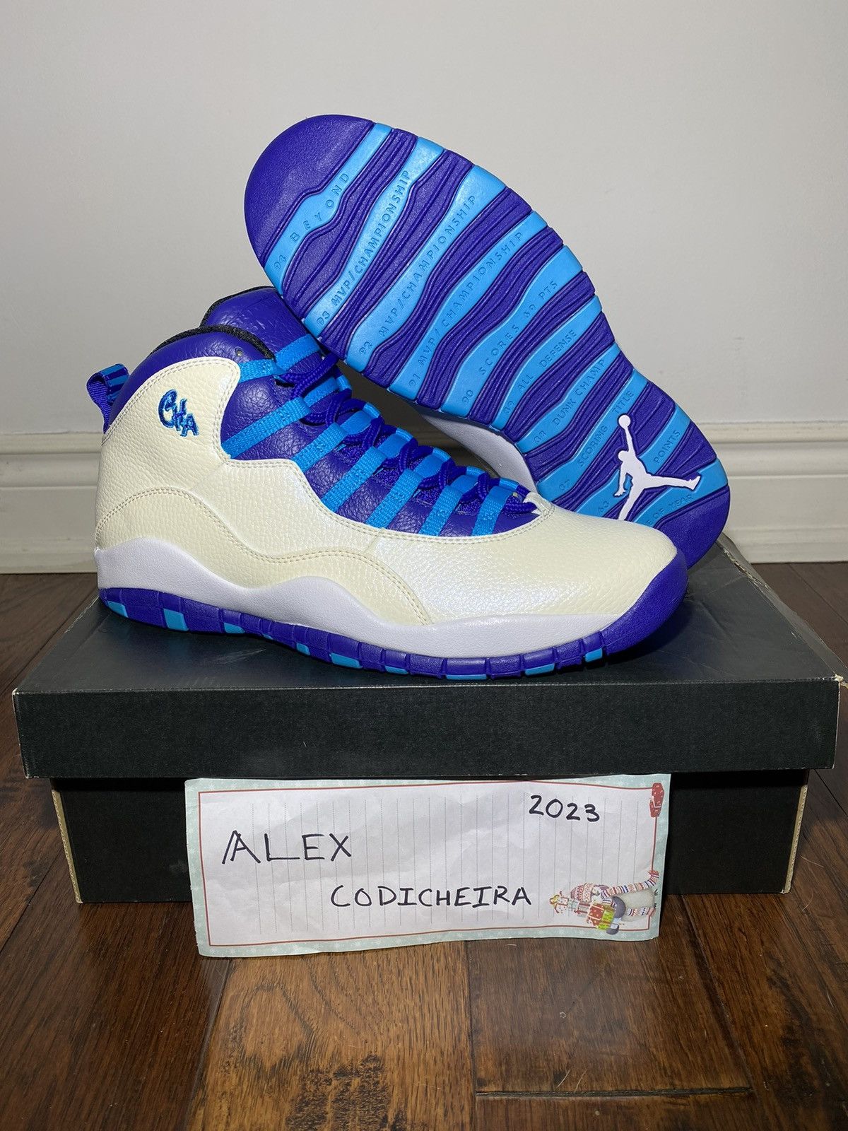 image of Jordan Nike Size 11M - Air Jordan 10 Charlotte (2016) Shoes in White, Men's