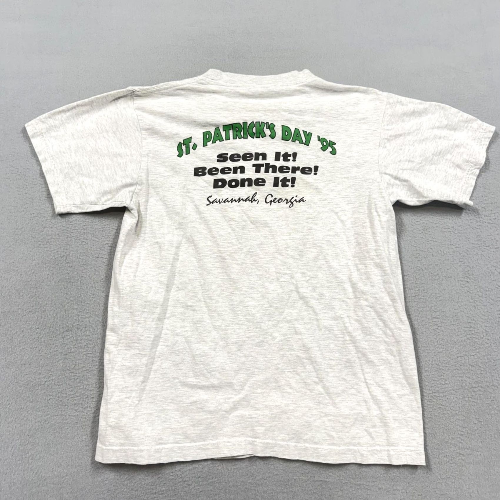 Vintage VINTAGE St. Patrick's Day Shirt Mens L Gray Tee Savannah Georgia 1995 Shamrock Irish Graphic Print Crew Neck Cotton Tee Champ Size US L / EU 52-54 / 3 - 4 Thumbnail