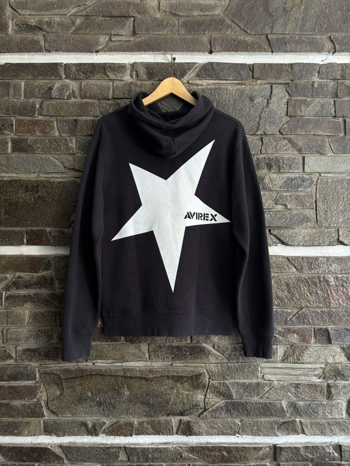 image of Avirex Giant Star Logo Hoodie in Black, Men's (Size Medium)