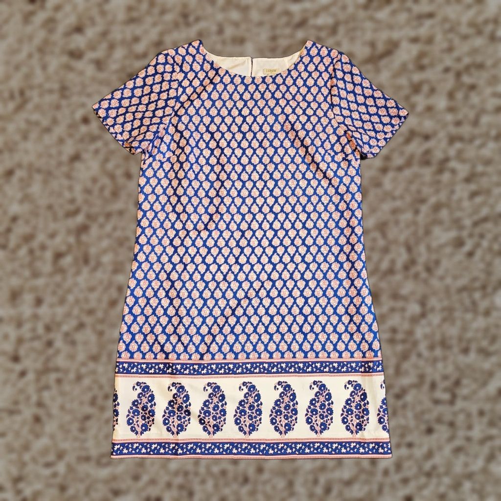 J.Crew J.CREW Dress Womens 6 White Blue Floral Short Sleeve Round Neck  Sheath Preppy Adult Small XS? | Grailed