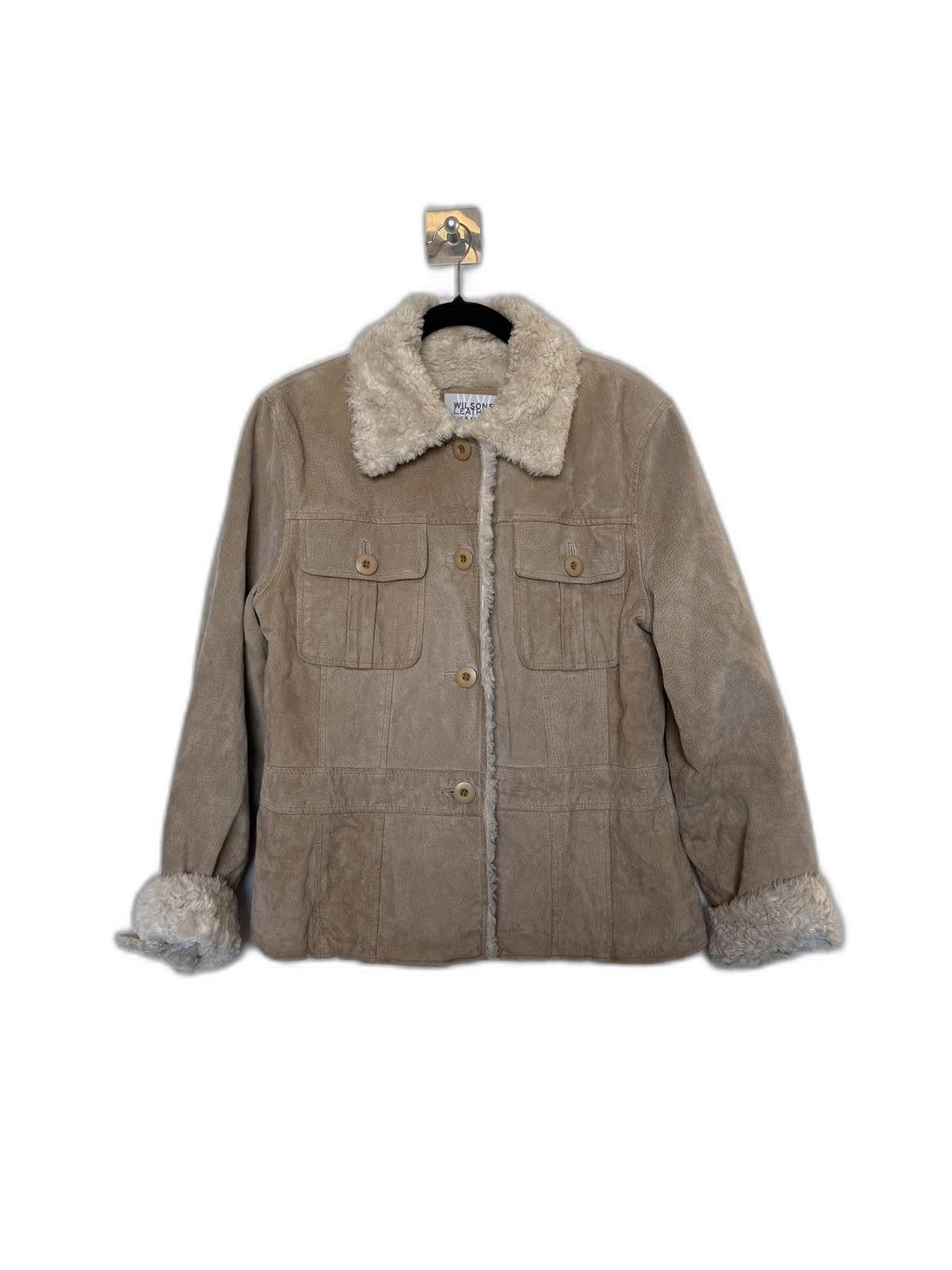 Vintage Y2K Furry Collar Leather Coat Wilsons Leather
