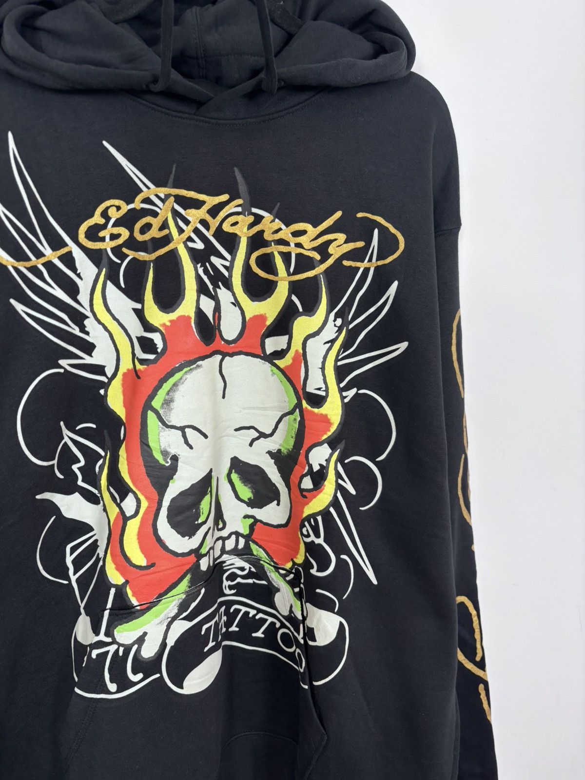 Ed Hardy Ed Hardy NWT Men’s Y2K Big Skull Tattoo Logo Black Hoodie Size US XXL / EU 58 / 5 - 7 Thumbnail