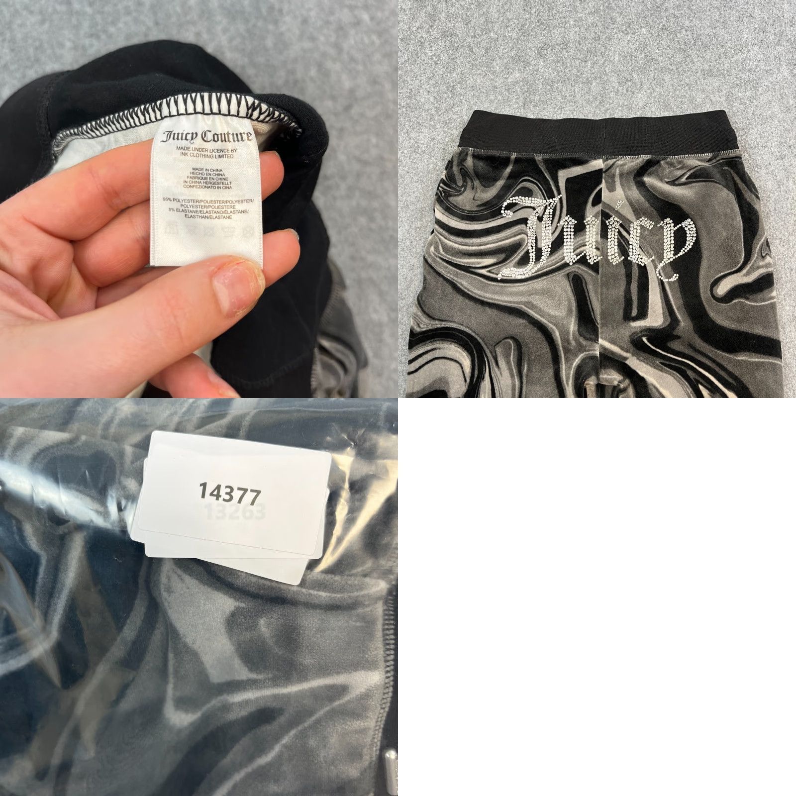 Juicy Couture Juicy Couture Womens Velour Joggers XS Black Marbled Spellout Jewels Velour Joggers Wom ens XS Black Juicy Couture Adult Regular Fit Trousers Size 26" / US 2 / IT 38 - 9 Thumbnail