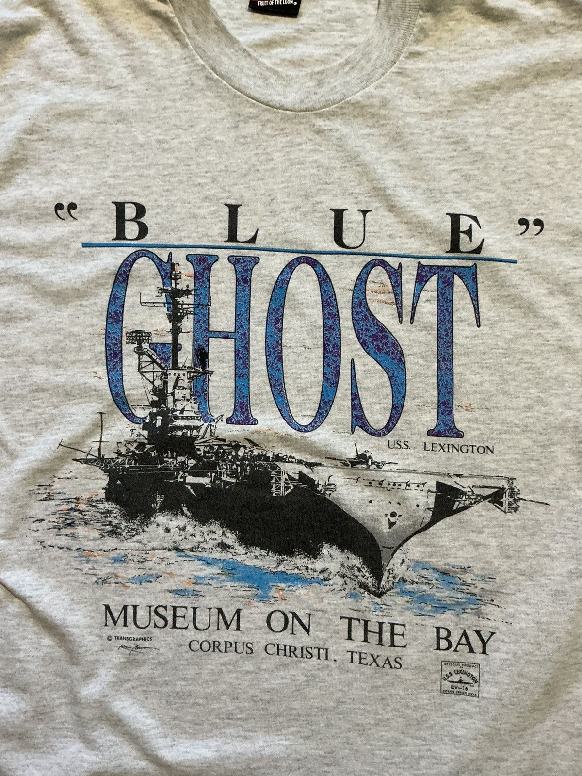 Vintage Vintage Blue Ghost USS Lexington Museum On The Bay T-Shirt Size US L / EU 52-54 / 3 - 6 Thumbnail