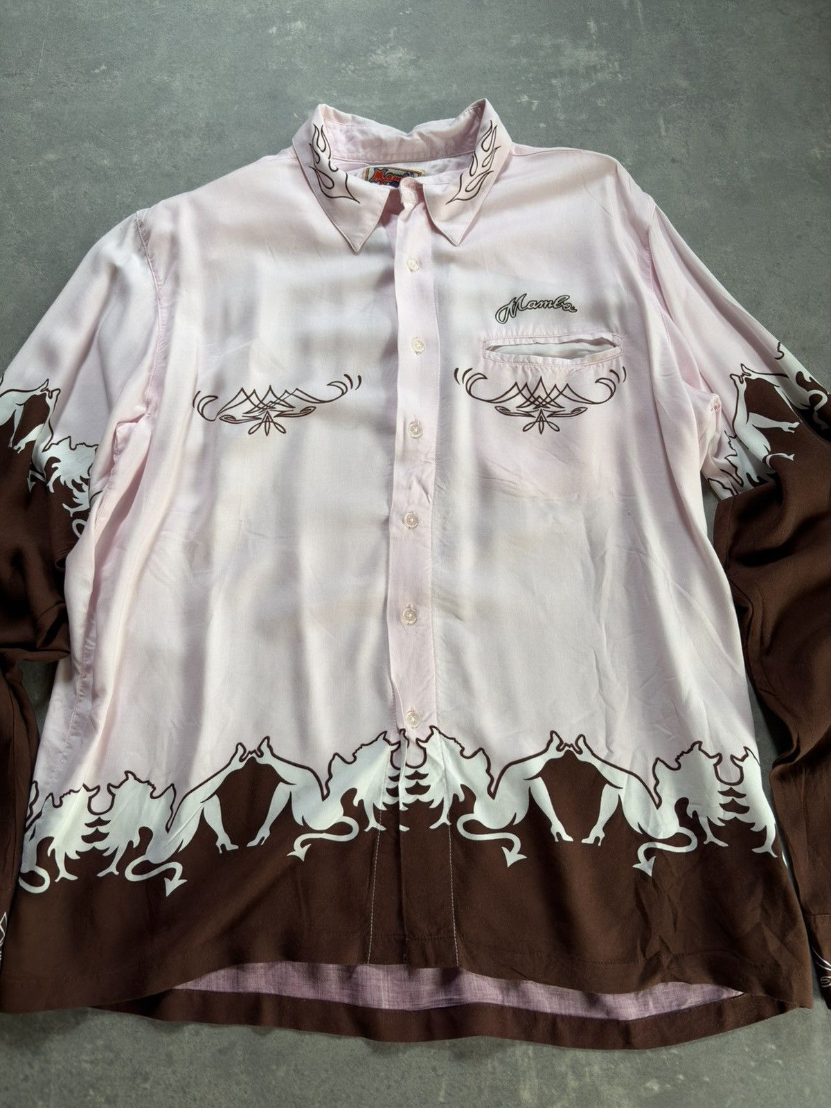 Mambo Mambo Long Sleeve Printed Devil Woman Cowboy Western Shirt L Size US L / EU 52-54 / 3 - 7 Thumbnail