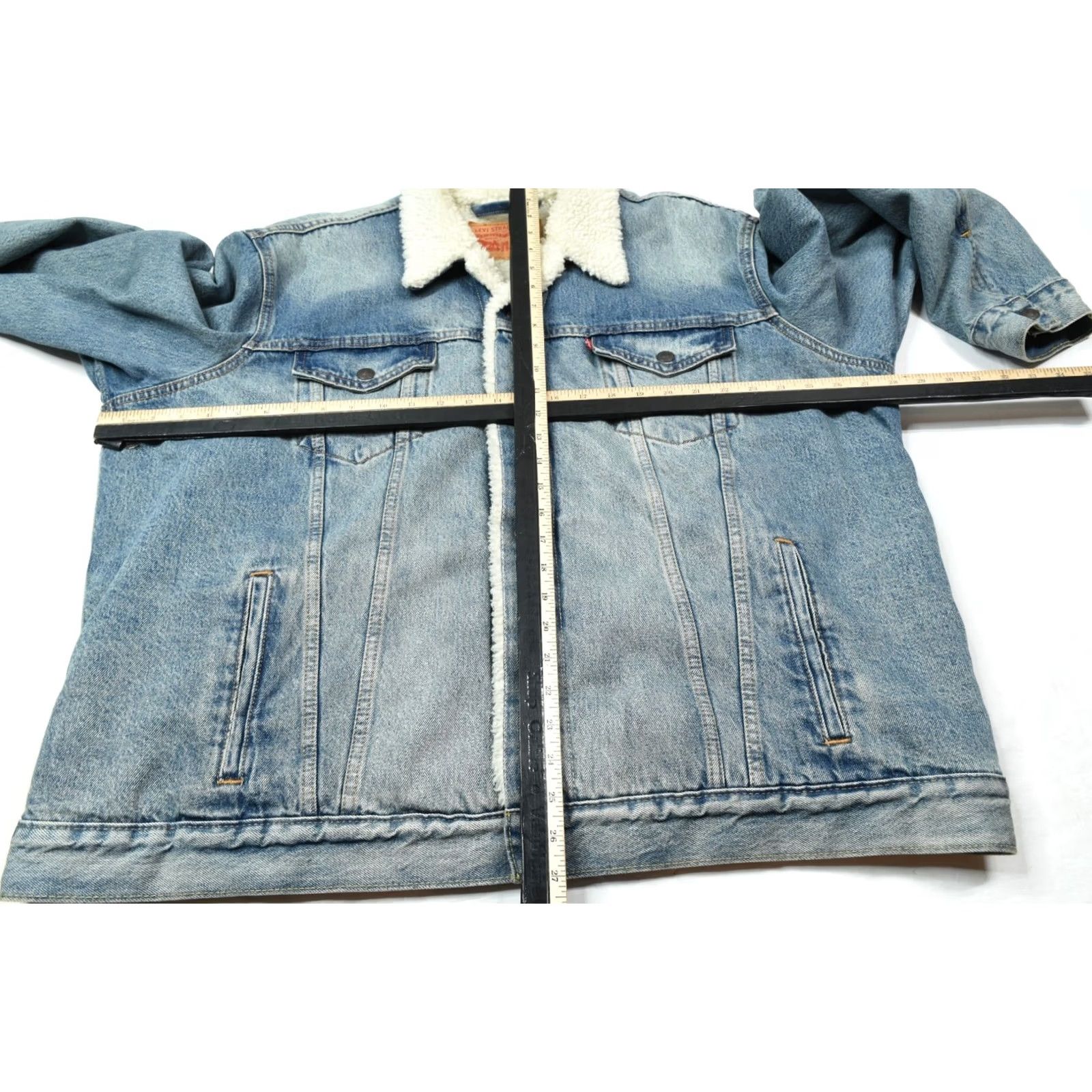 Levi's VINTAGE Levi's Trucker Jacket Denim Blue Lined Sherpa 2XL Men Long Sleeve Snap Front Bomber Jacket Mens Size US XXL / EU 58 / 5 - 7 Thumbnail