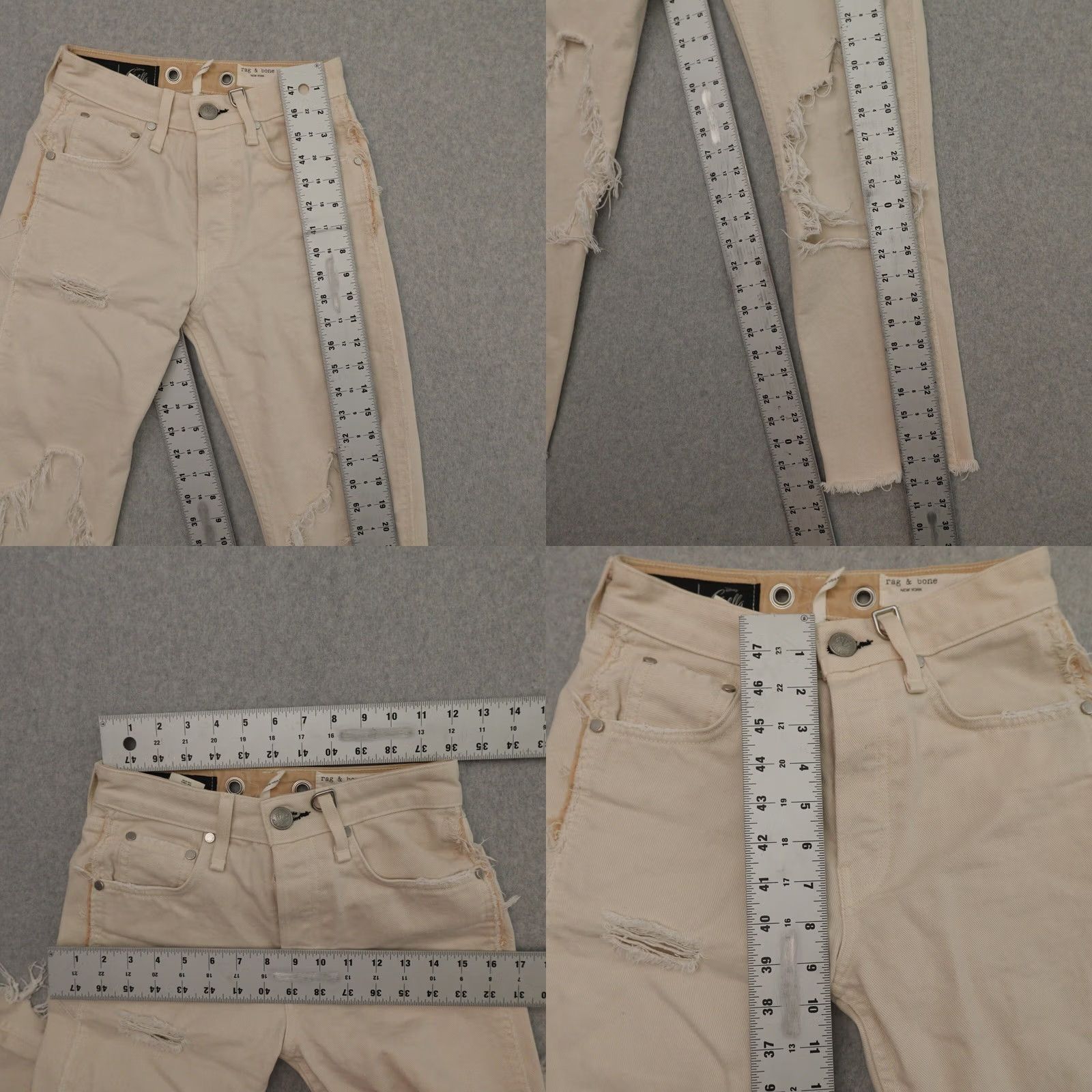 Disney Rag & Bone x Disney Cruella Jeans Womens 23 (23X26) Maya High Rise Slim Jeans Slimming Ivory 23 Womens Size 40" / US 18 - 8 Thumbnail
