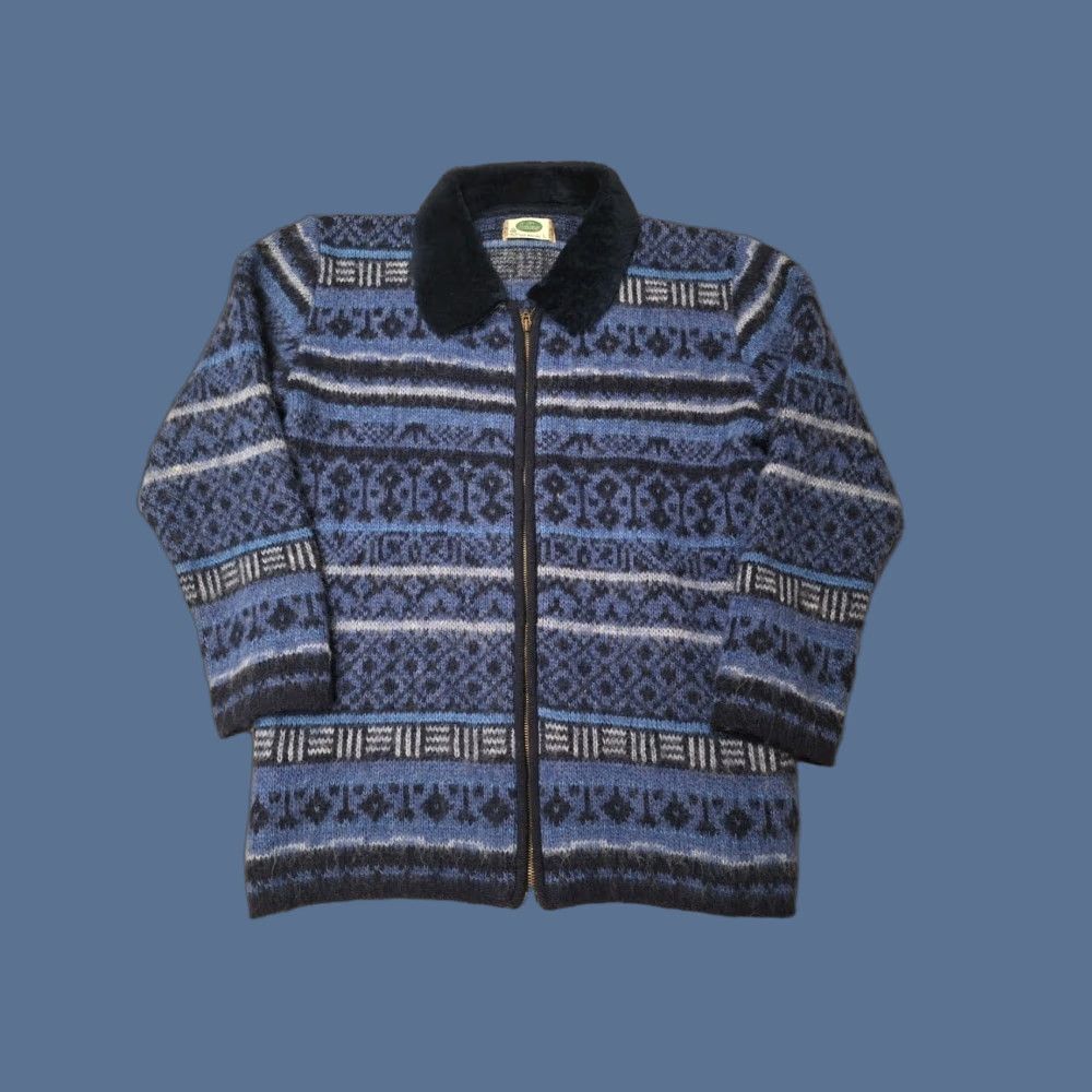 Vintage VINTAGE Icewear Iceland Nordic Cardigan Sweater L Women Blue 100% Wool Zip Fur Collar Size L / US 10 / IT 46 - 1 Thumbnail