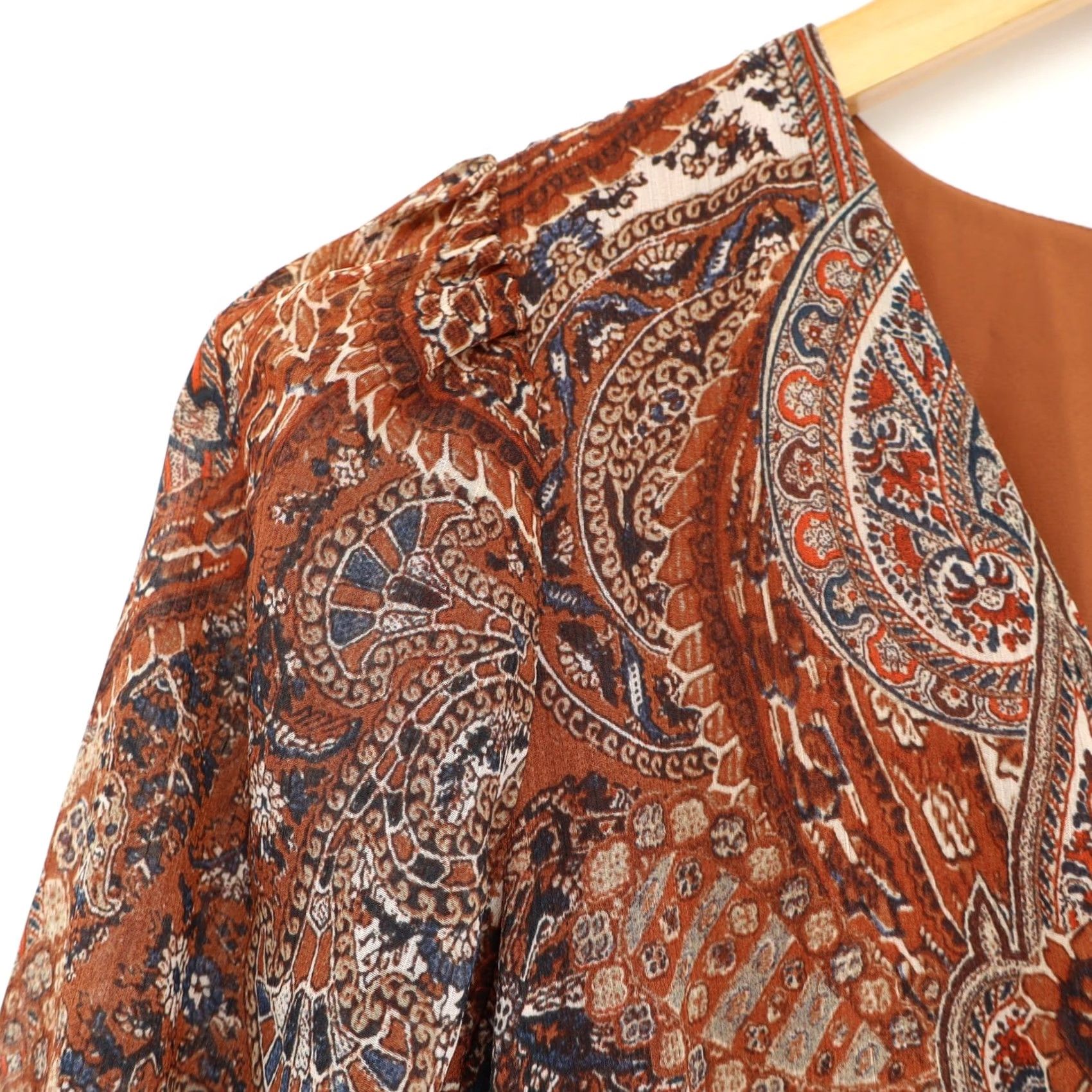 Ralph Lauren Ralph Lauren Dress Midi Paisley Chiffon Puff Sleeve Tired Boho Rust 4P Women's Size S / US 4 / IT 40 - 3 Thumbnail