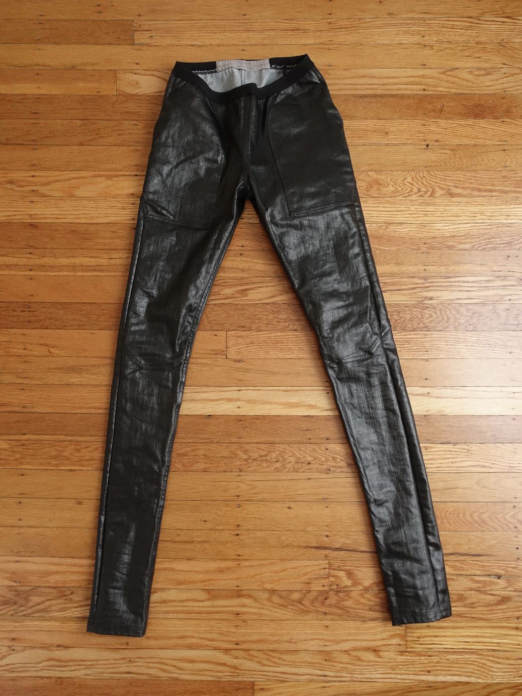 image of Rick Owens Ss21 Coated Leggings in Black, Men's (Size 28)