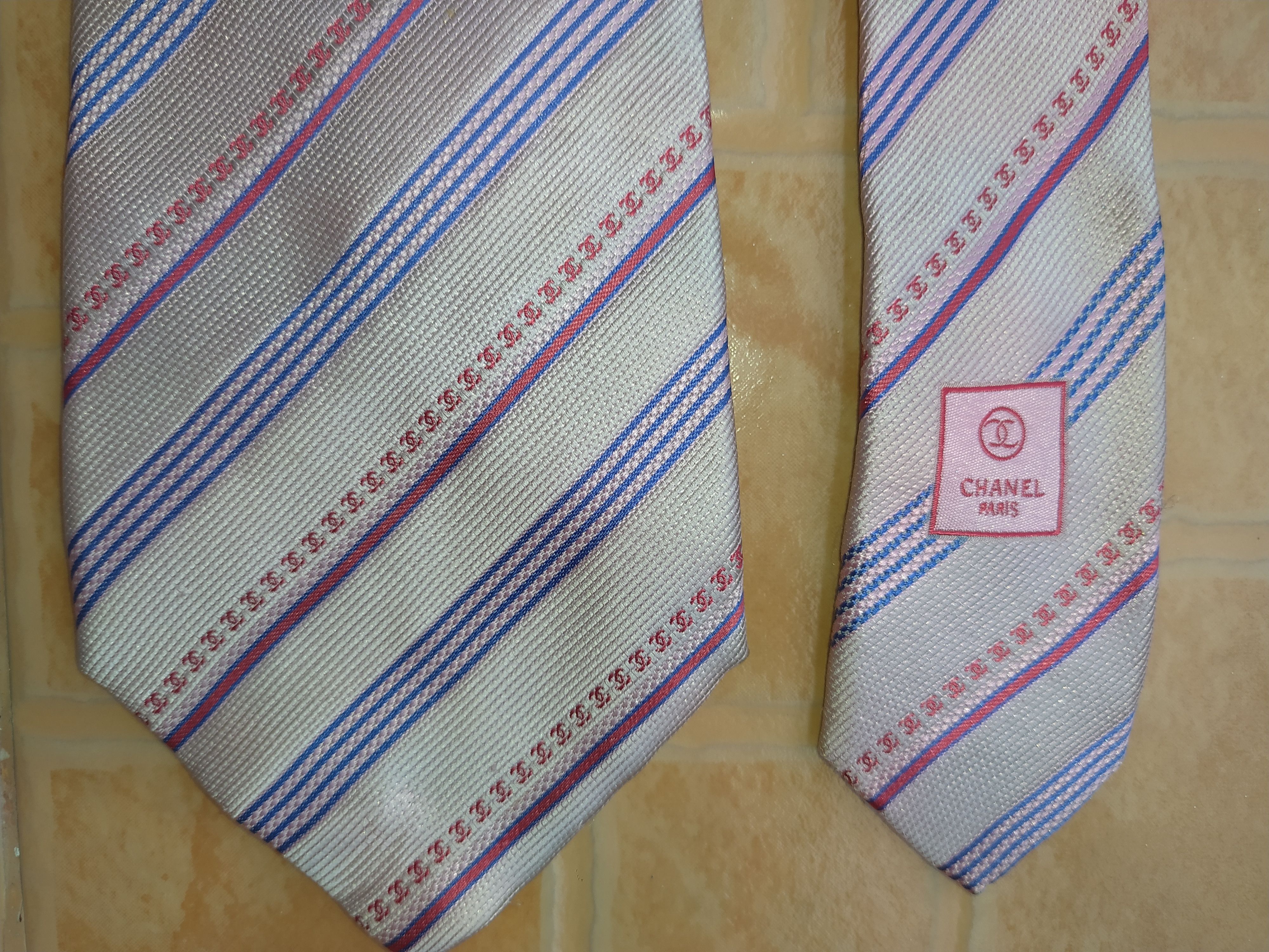 Champion CHANEL NECK TIE STRIPED LOGO TIE Size ONE SIZE - 1 Thumbnail