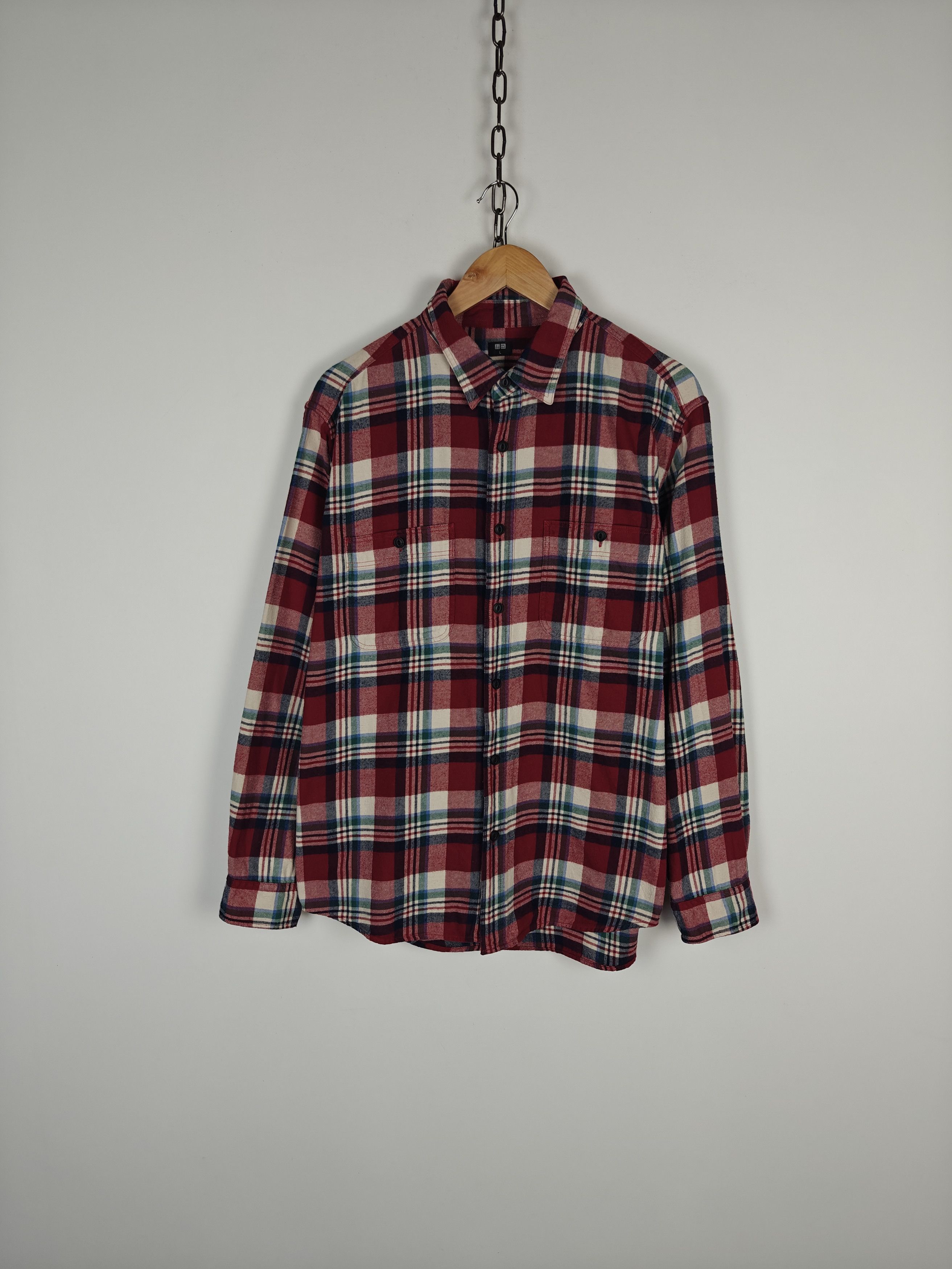 Uniqlo Uniqlo Check Flannel Shirt Cotton Collared size L Size US L / EU 52-54 / 3 - 1 Thumbnail