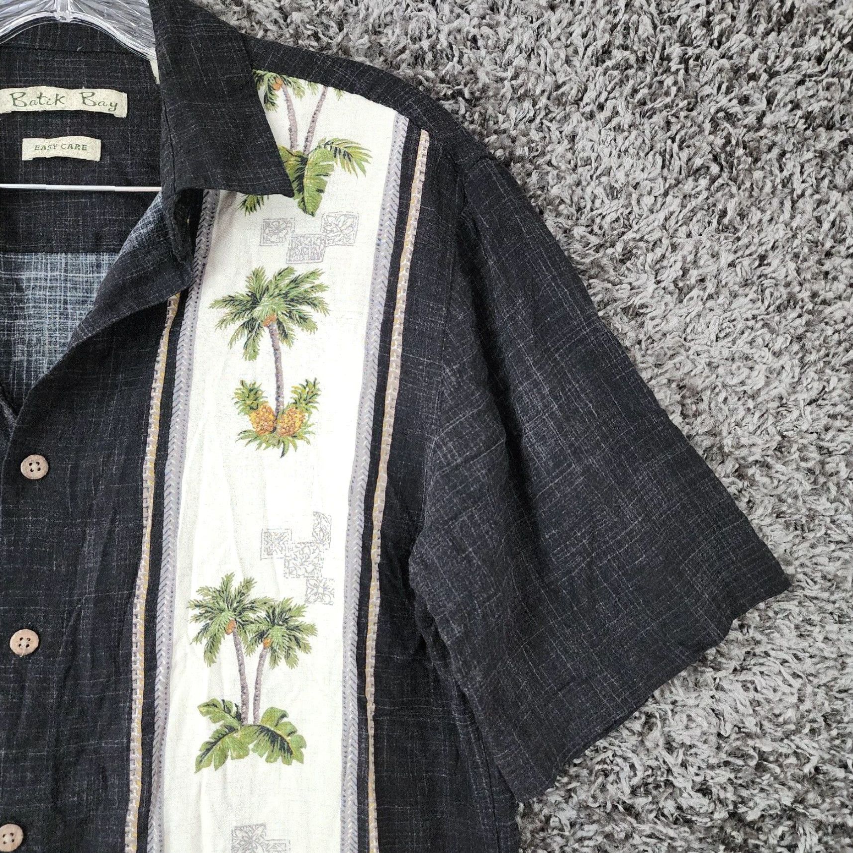 Vintage Mens Batik Bay Black Palm Tree Short Sleeve Hawaiian Button Up Shirt Size S Size US 29 - 3 Thumbnail