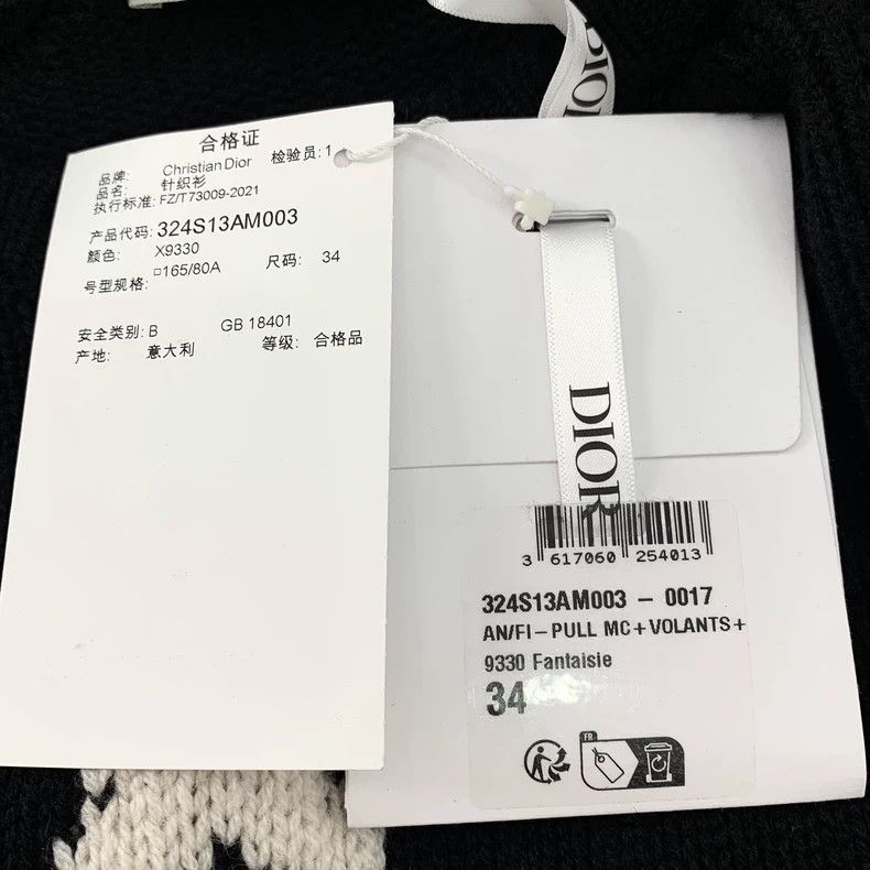 Dior Dior Size 34 23 black logo letter jacquard cashmere ruffle Size US XXS / EU 40 - 8 Thumbnail