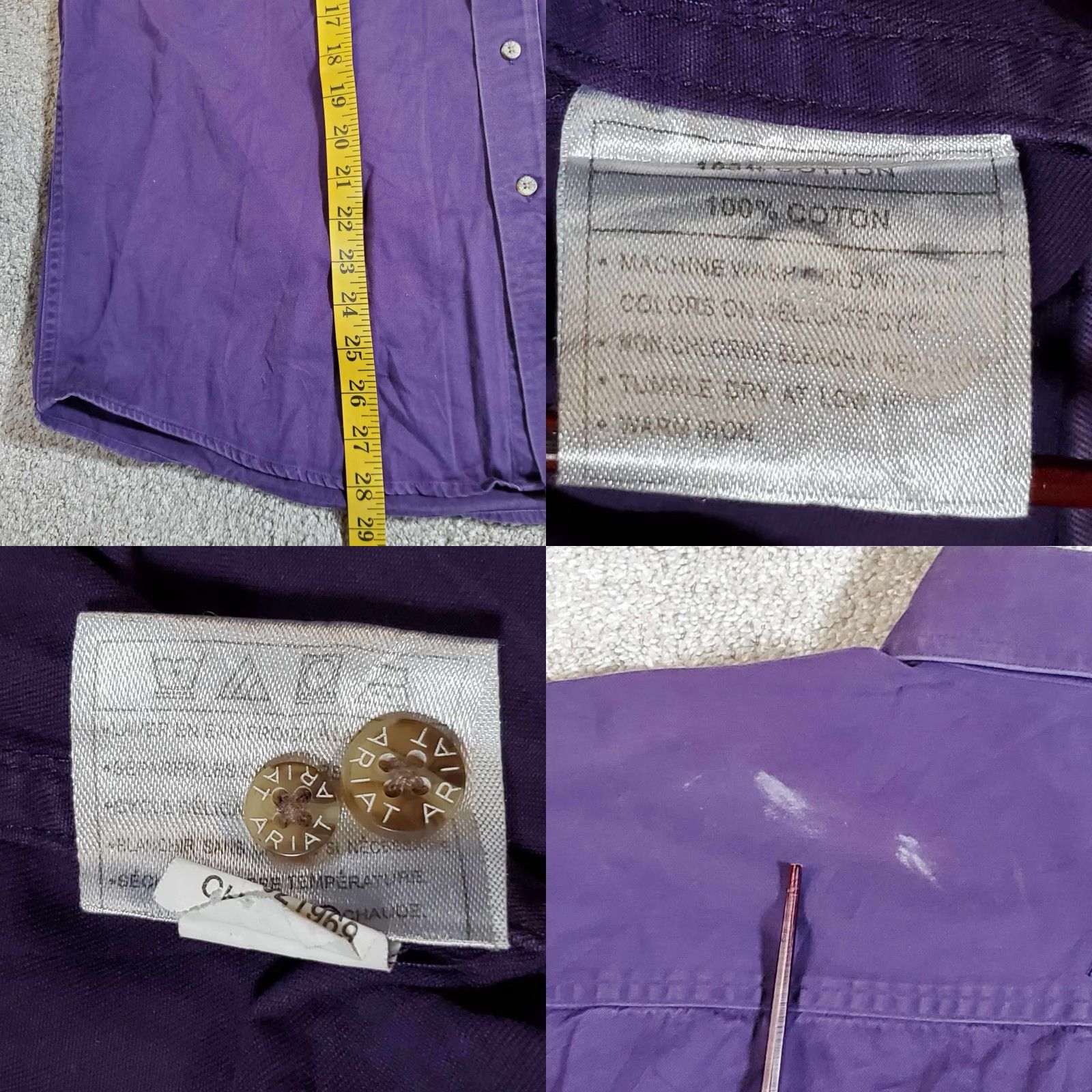 Ariat Ariat Mens Long Sleeve Button Down Shirt M Purple Plaid Button-Up Collared Shirt Size US M / EU 48-50 / 2 - 8 Thumbnail