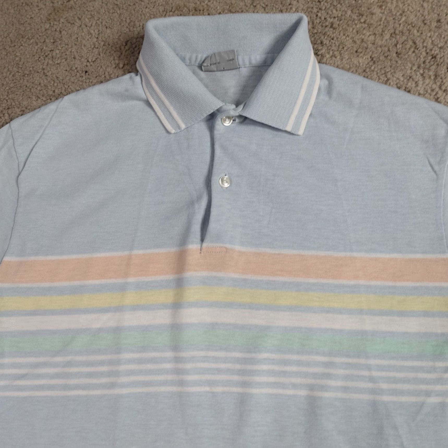 Vintage VINTAGE American Vintage Polo Shirt S Blue Striped Knit Cotton Blend Short Sleeve Collared Button Mens Size US S / EU 44-46 / 1 - 2 Thumbnail