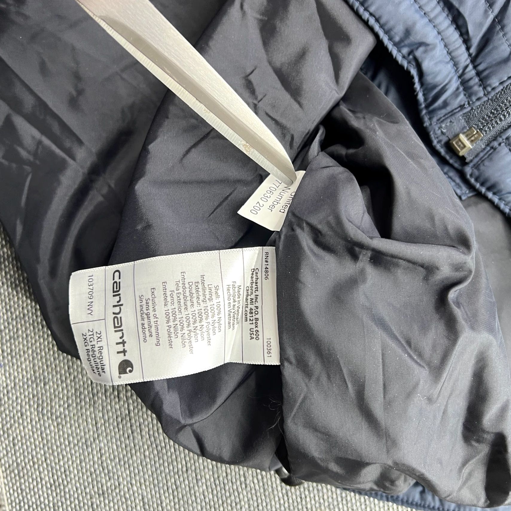 Carhartt Carhartt Rain Defender Gilliam Vest Mens 2XL Navy Blue Full Zip Shirt/Outerwear - 2XL Men Blue Full Zip Quilted Polyester Vest Size US XXL / EU 58 / 5 - 6 Thumbnail