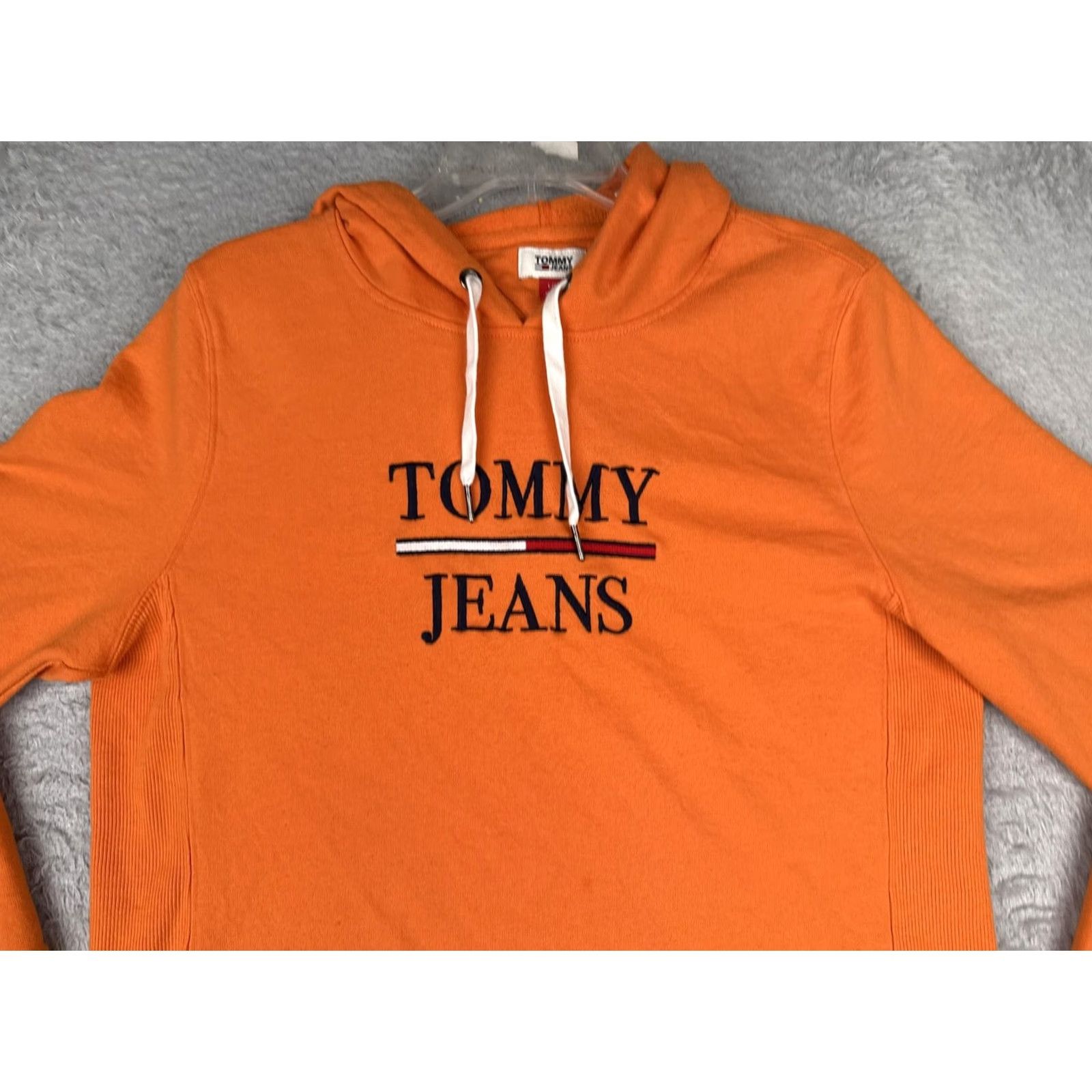 Tommy Hilfiger Tommy Jeans Sweater Hoodie Womens L Orange Logo Hooded Top Size L / US 10 / IT 46 - 4 Thumbnail