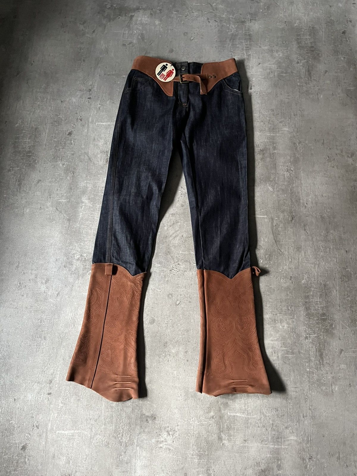 Jean Paul Gaultier Jean Paul Gaultier leather trimmed cowboy boot denim Size 30" / US 8 / IT 44 - 1 Thumbnail