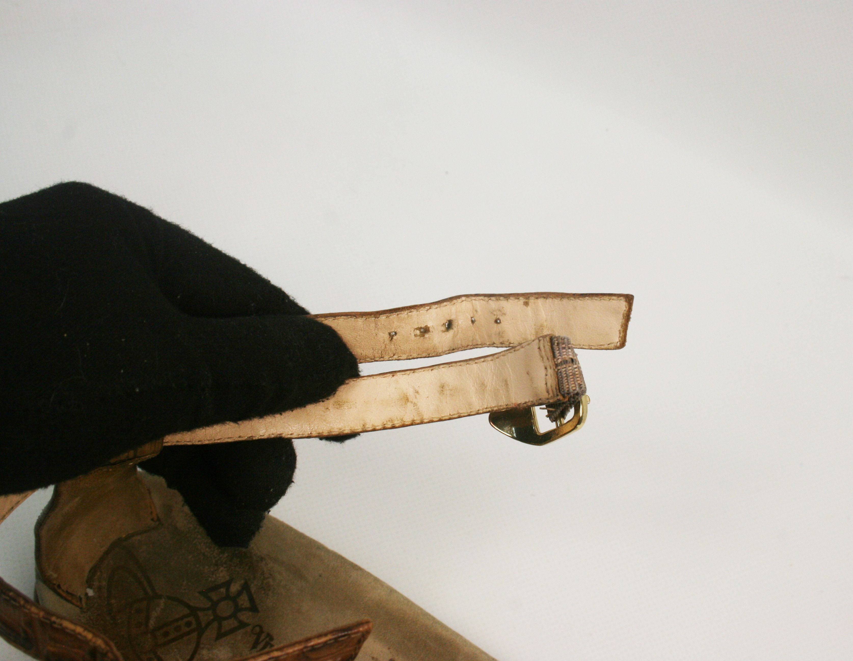 Vivienne Westwood 00S Orb Logo Faux Croco Leather Gladiator Sandals Y2K Size US 10 / IT 40 - 9 Thumbnail