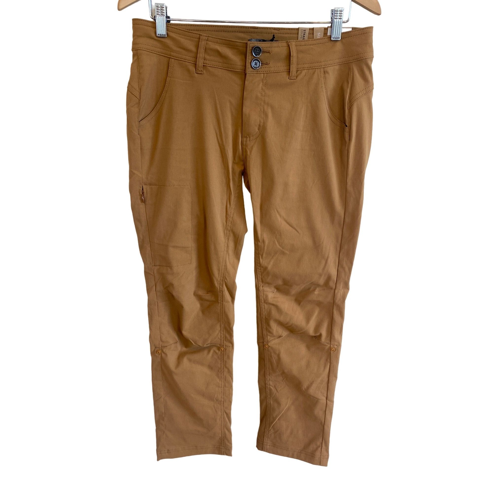 Prana NWT PrAna Halle Pants Women's 8 Short Tan Snap Roll Up Quick Size 30" / US 8 / IT 44 - 3 Thumbnail