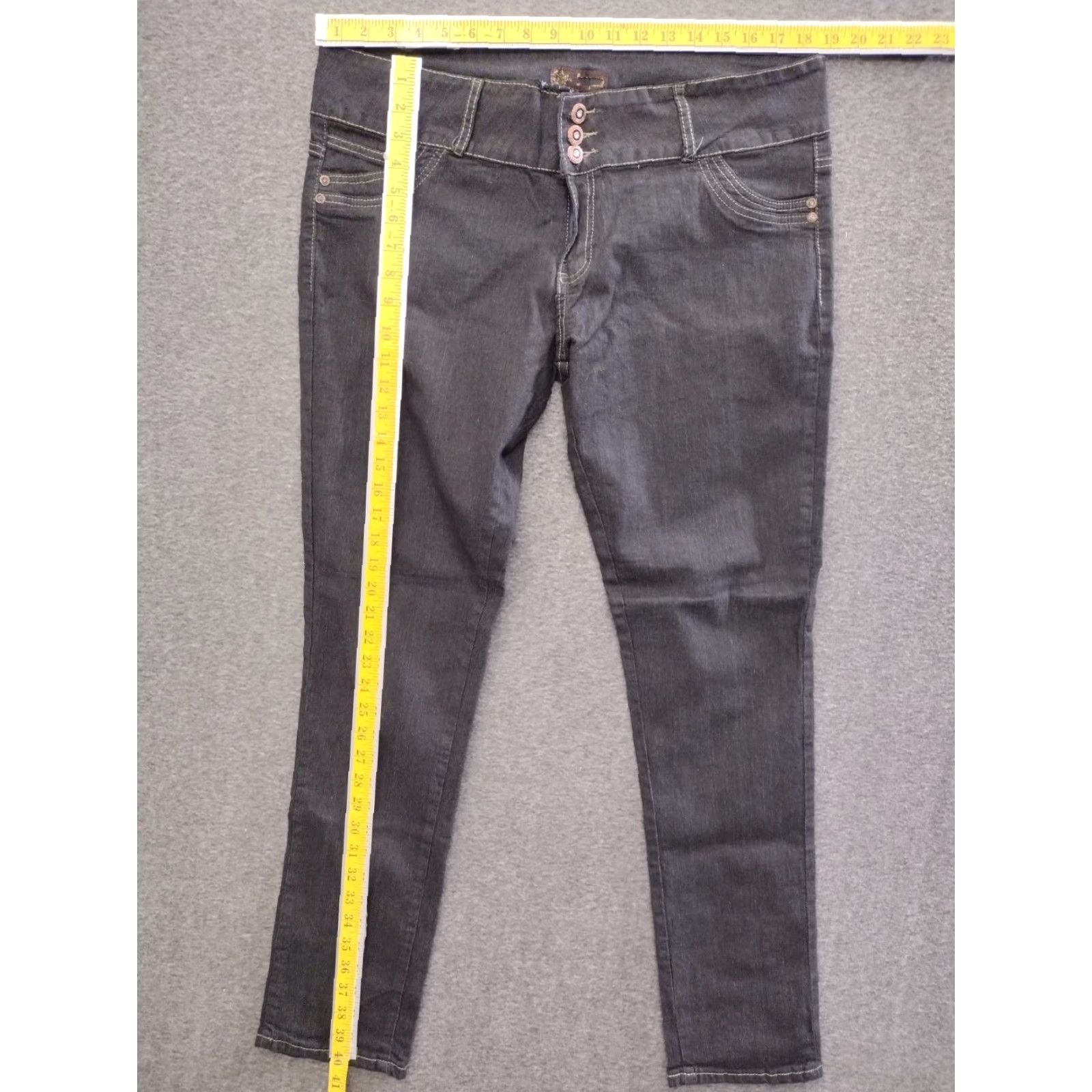 Vintage Unbranded Women's 3 Button Dark Wash Skinny Jeans Size 23/24 Size 40" / US 18 - 5 Thumbnail