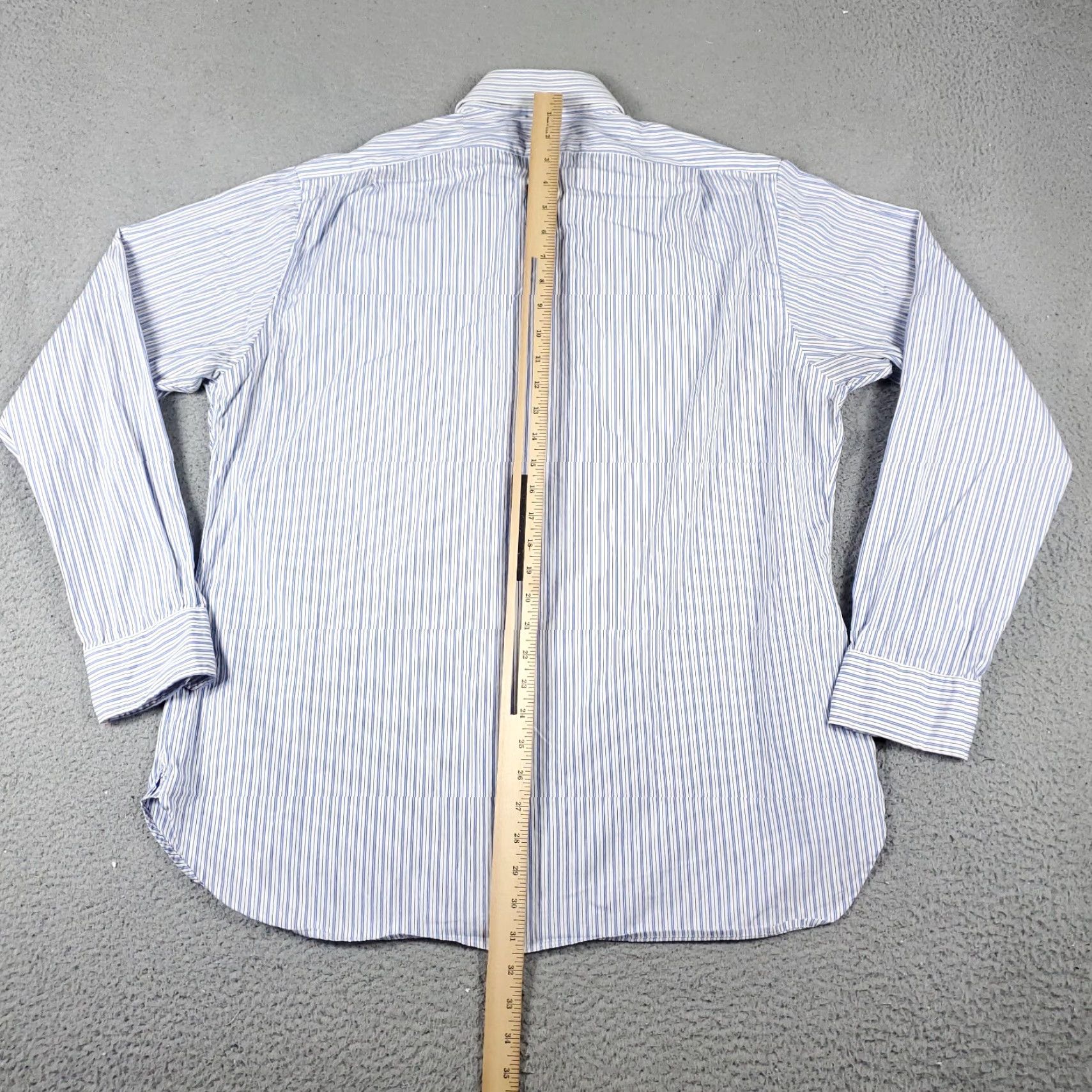 Ralph Lauren Ralph Lauren Shirt Mens 17 Blue Striped Dress Button-Down Long Sleeve 17 Dress Shirt Blue Mens Regular 90s American Classic Modern Size 46R - 6 Thumbnail
