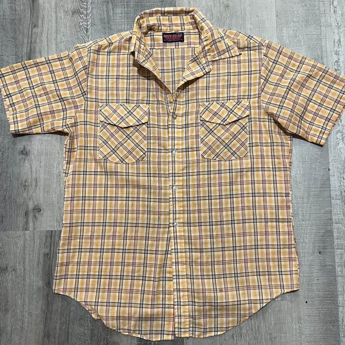 Vintage VTG Moving-Up Beige Plaid Short Sleeve Cotton Button Shirt Size US M / EU 48-50 / 2 - 1 Thumbnail