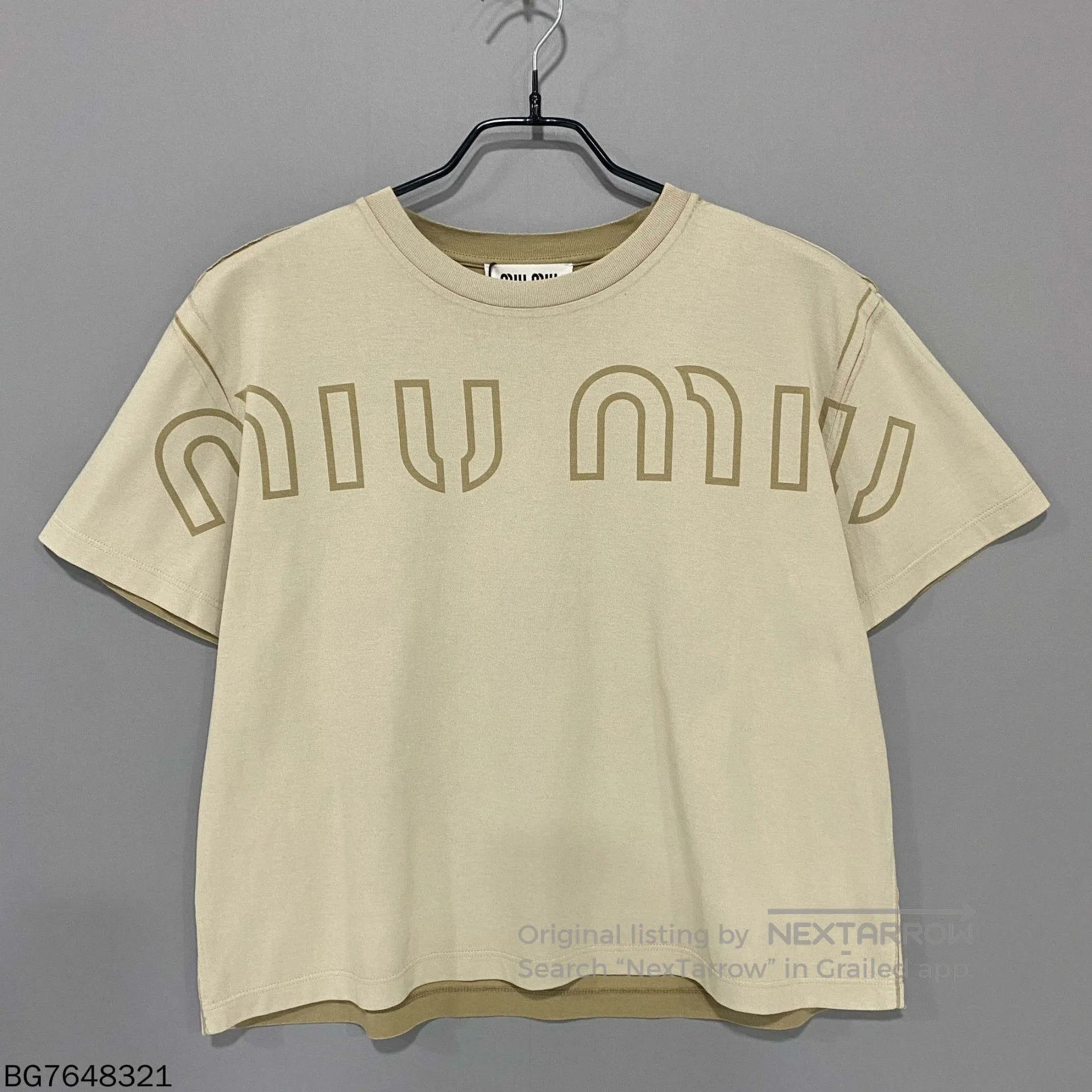 Miu Miu miu miu khaki logo printed short sleeve shirt. Size US XS / EU 42 / 0 - 1 Thumbnail