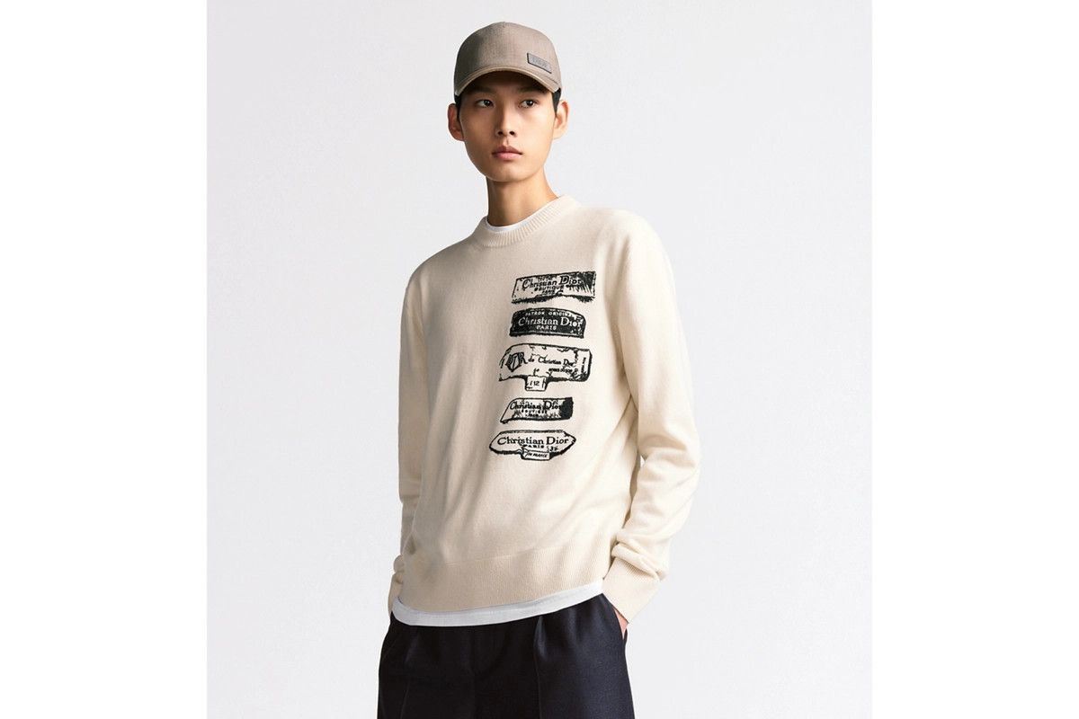 Dior o1bcso1str0326 Archives Labels Sweater in White Size US XL / EU 56 / 4 - 3 Thumbnail