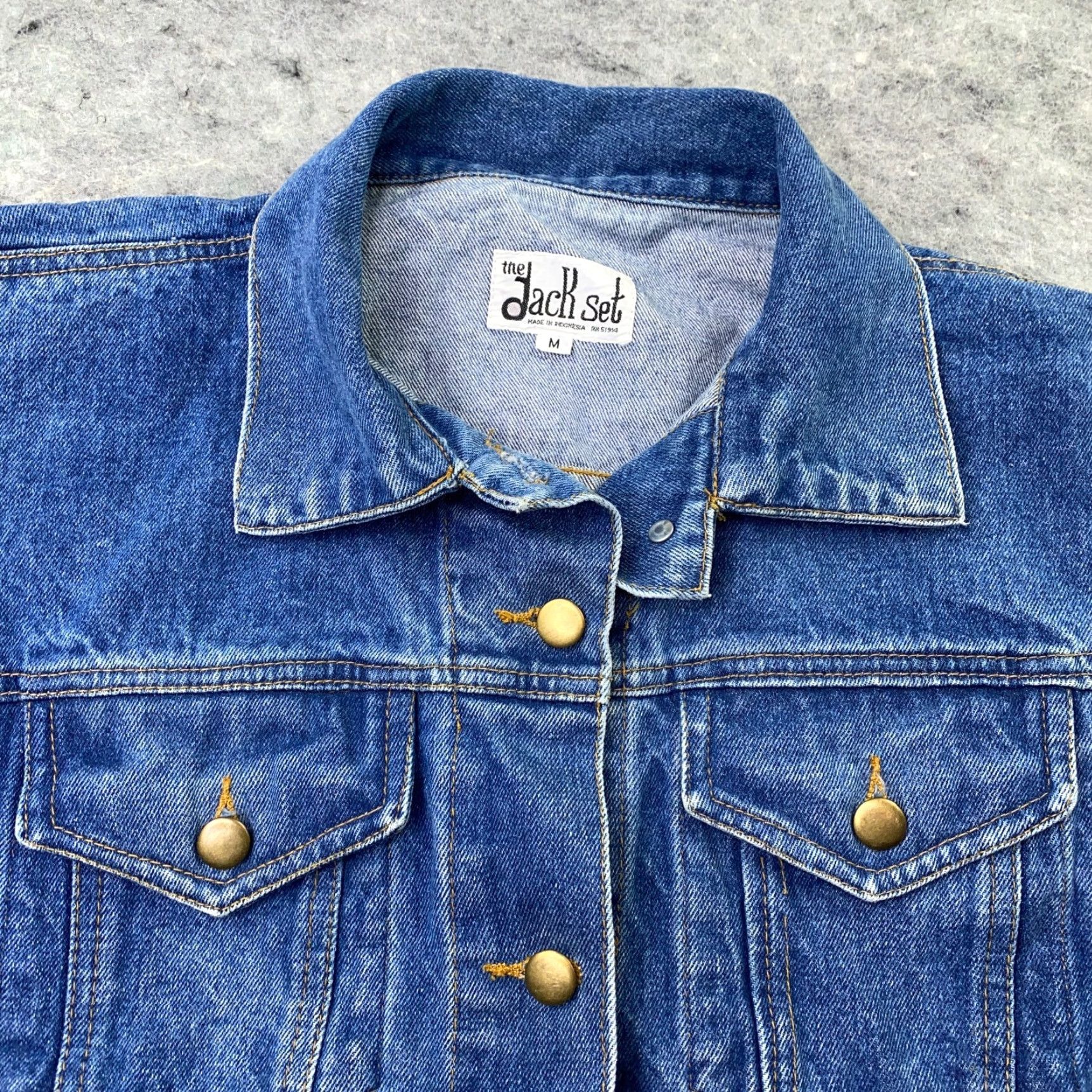 Vintage VINTAGE The Jack Set Womens Jacket Shirt Denim Trucker Coat Boxy Blue 80s Retro Oversized Pockets Small Details: Button Size 32" / US 10 / IT 46 - 4 Thumbnail