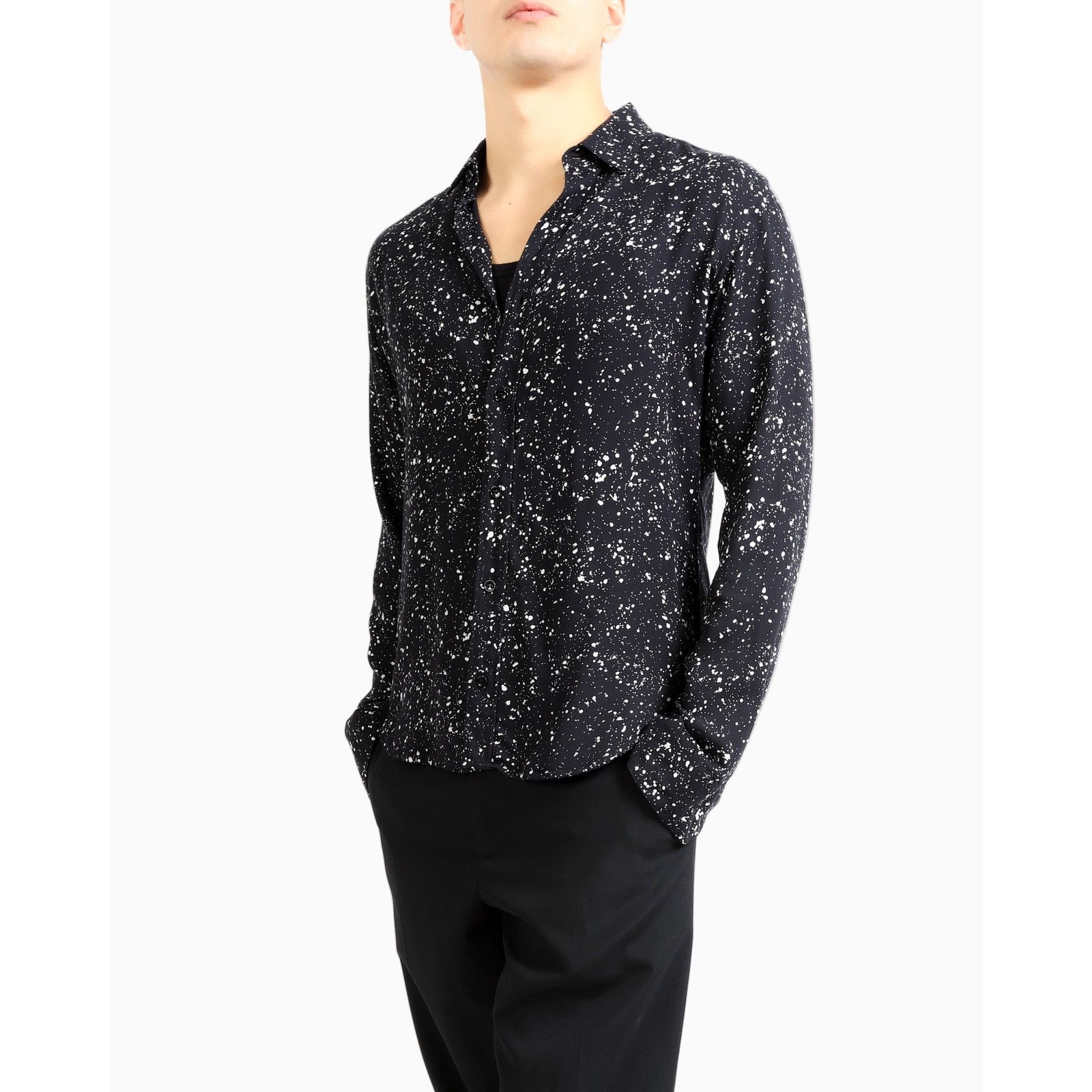 Saint Laurent Paris FW15 Splatter Shirt in Black & White Viscose Size US M / EU 48-50 / 2 - 1 Thumbnail
