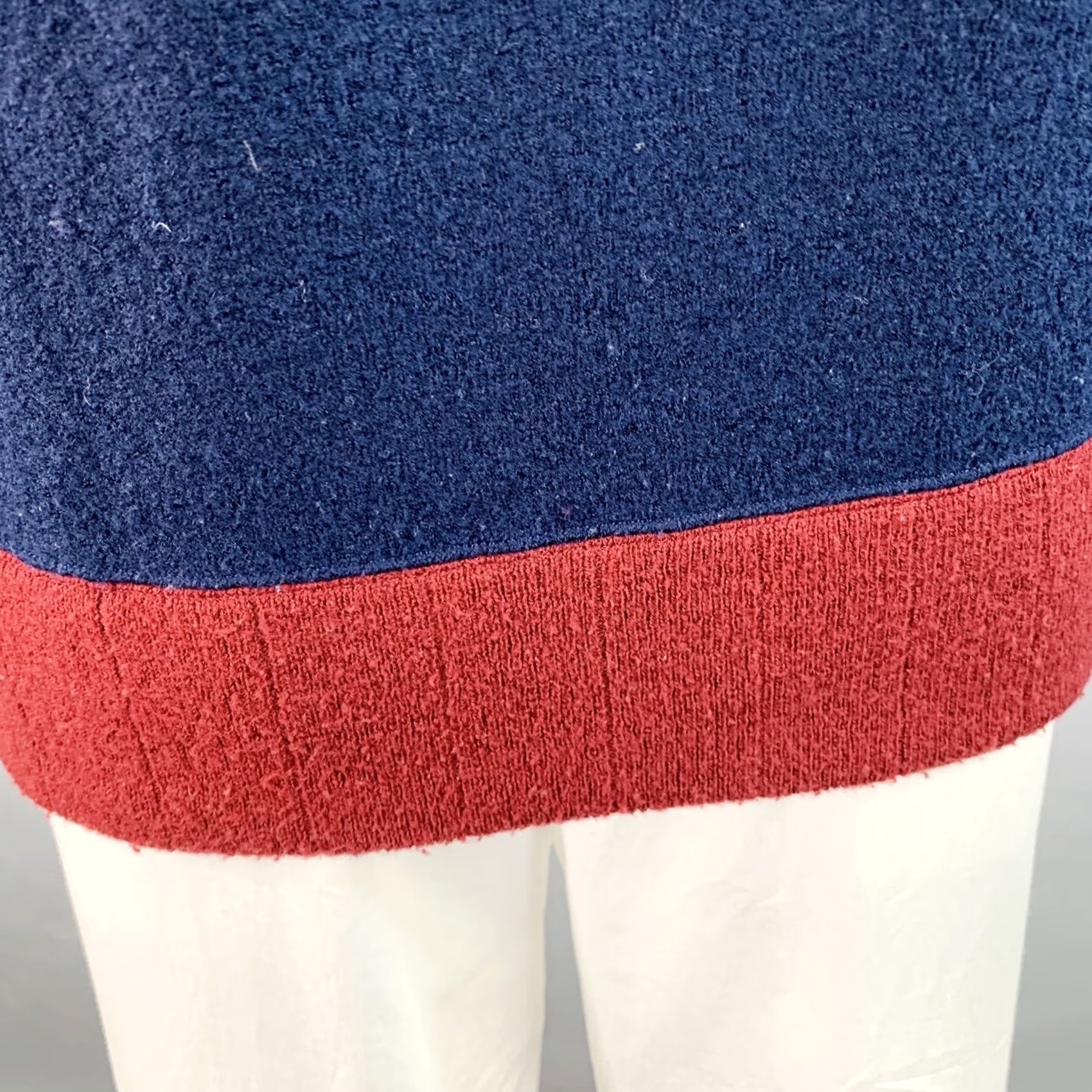 Visvim VISVIM Size L Navy Burgundy Color Block Wool Crew-Neck Sweater Size US L / EU 52-54 / 3 - 7 Thumbnail