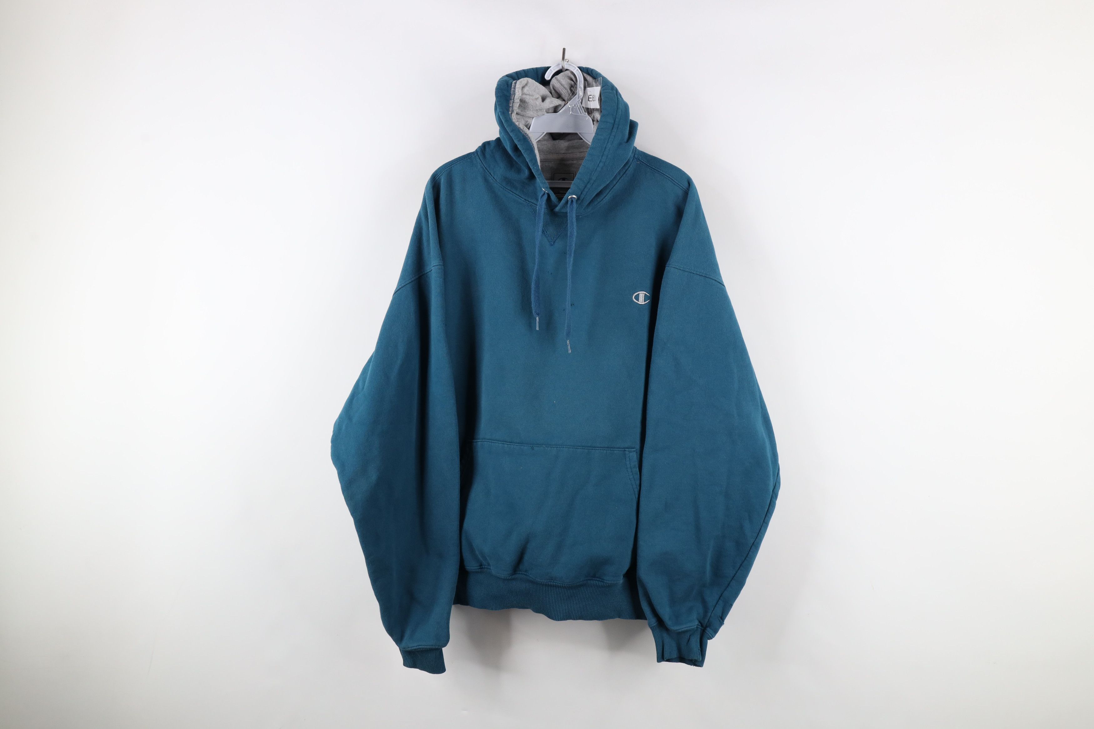 Vintage 90s Champion Classic Logo Hoodie Sweatshirt Blue