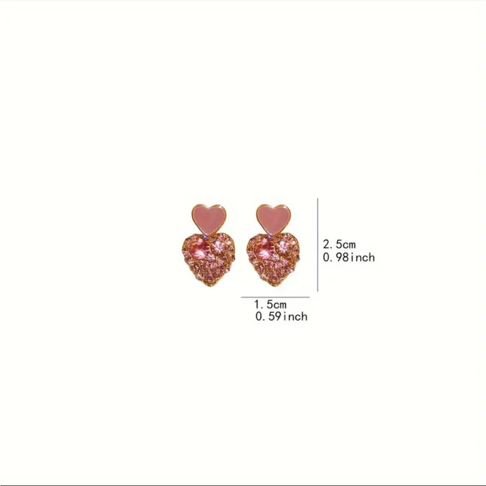 Designer Pink Heart Rhinestone Earrings NWT Size ONE SIZE - 4 Thumbnail