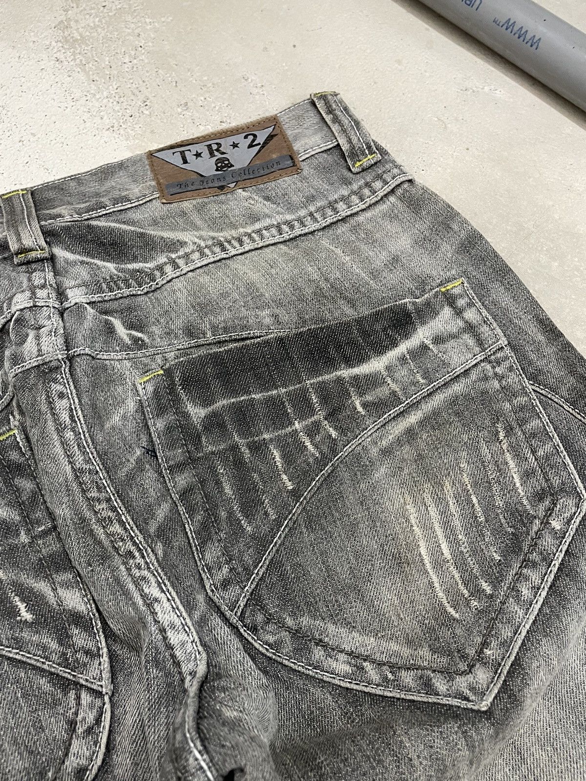 Japanese Brand TR2 Grey Bleach Whisker Semantic Design Denim Size US 30 / EU 46 - 20 Thumbnail