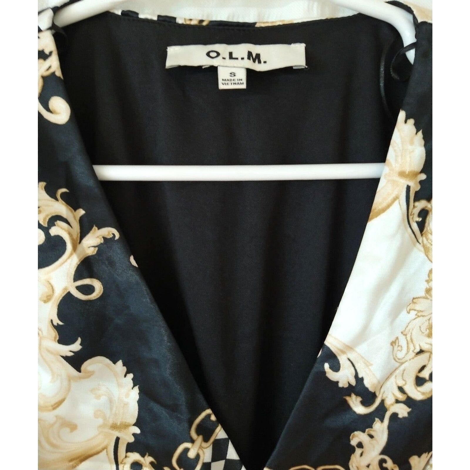 The Unbranded Brand O.L.M. black white gold chess long sleeve Blouse top S Size S / US 4 / IT 40 - 4 Thumbnail