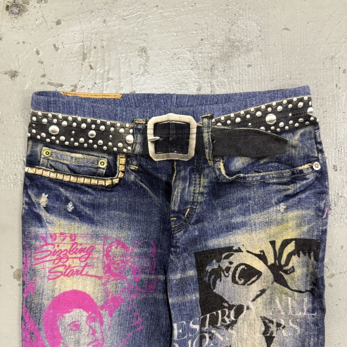If Six Was Nine Hysteric Glamour Destroy All Monster Transfer Denim Legging Size 24" / US 00 / IT 34 - 4 Thumbnail