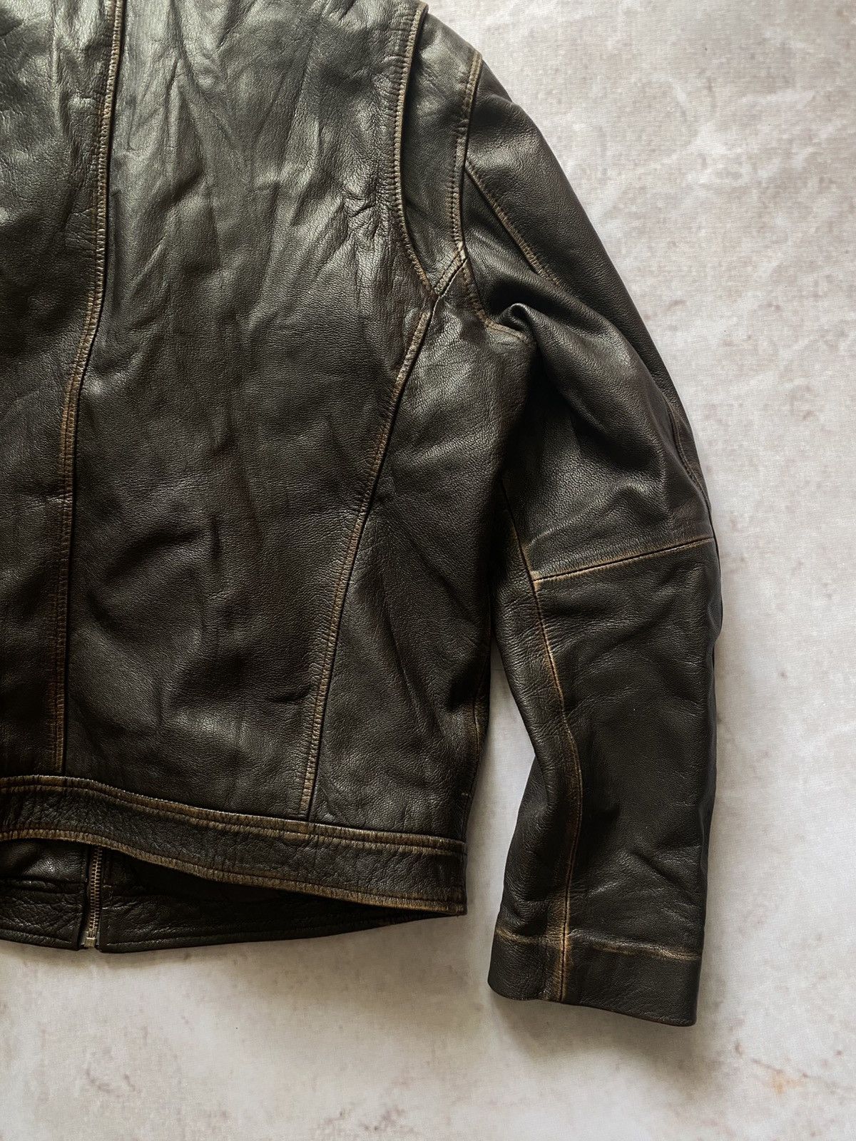 Genuine Leather × Vintage Vintage 90s BIKER MOTO Black FADED Leather Jacket Y2k Hype Size US XL / EU 56 / 4 - 12 Thumbnail