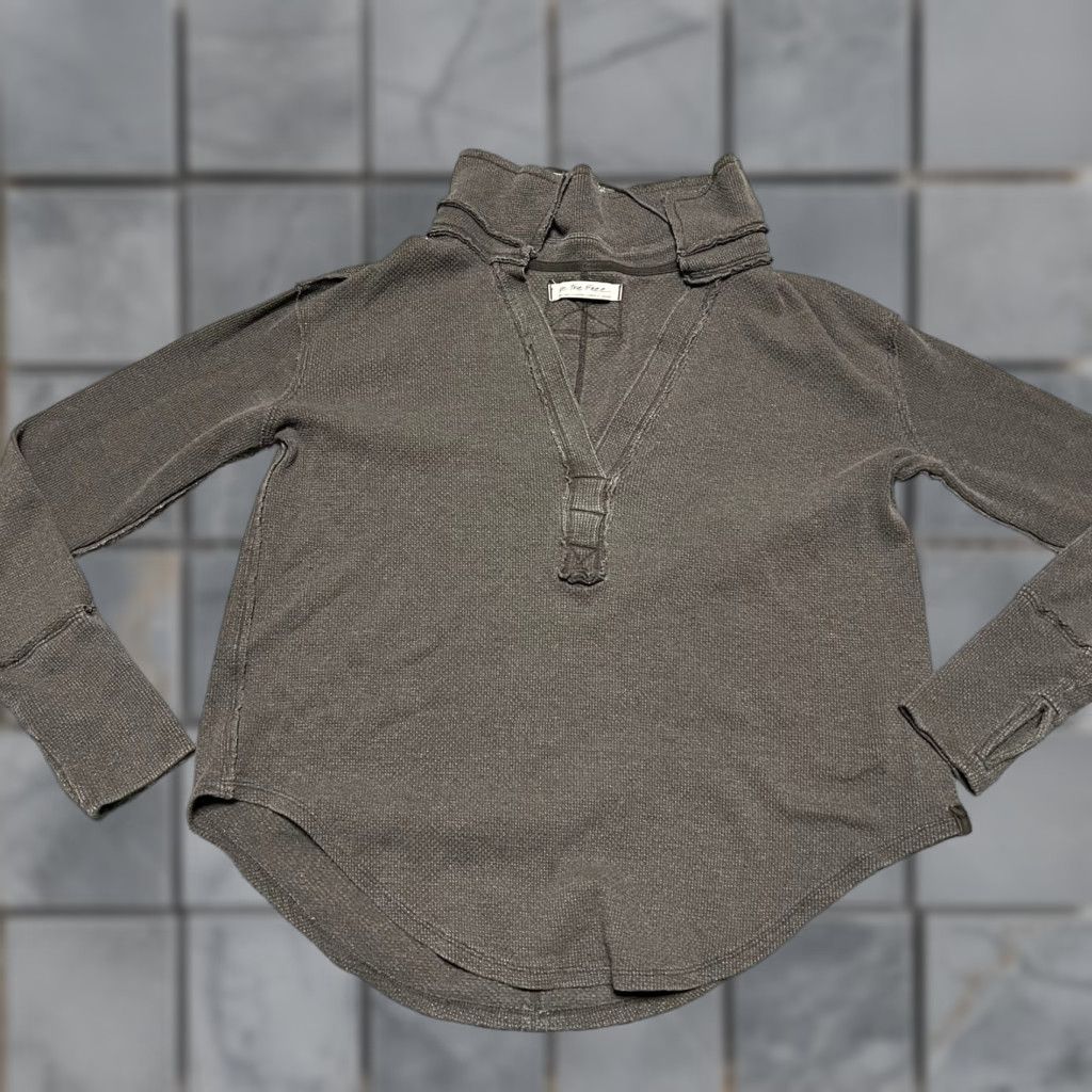 Free People We the Free People Shirt Womens Small Anakin Thermal Gray Oversized Boho Knit Size S / US 4 / IT 40 - 1 Thumbnail