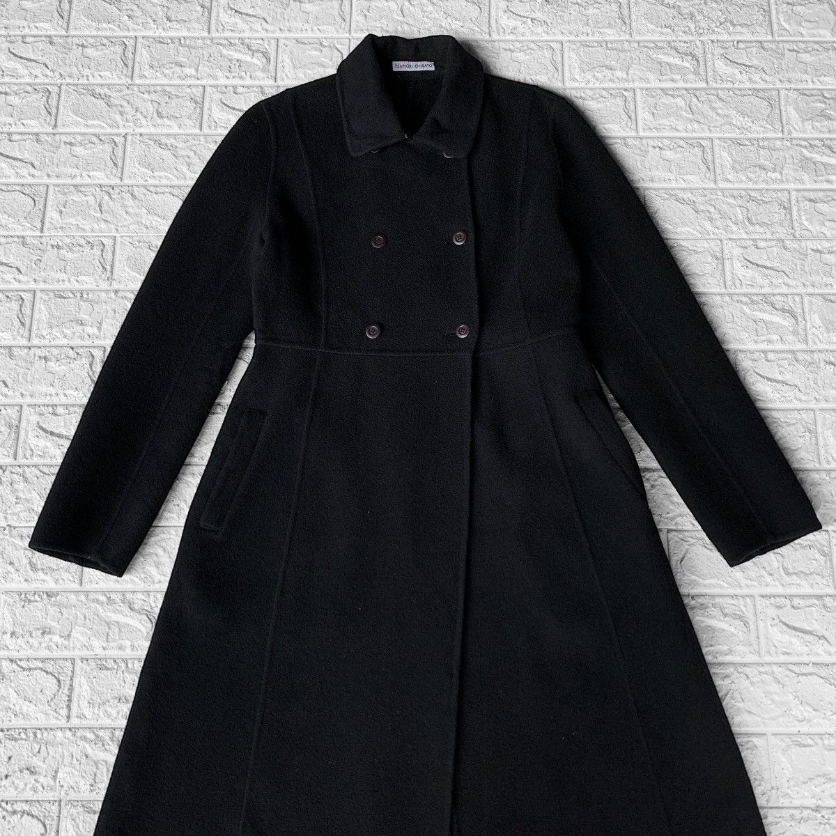 Tsumori Chisato ISSEY MIYAKE DOUBLE BREASTED WOOL DRESS COAT BLACK Size M / US 6-8 / IT 42-44 - 2 Thumbnail
