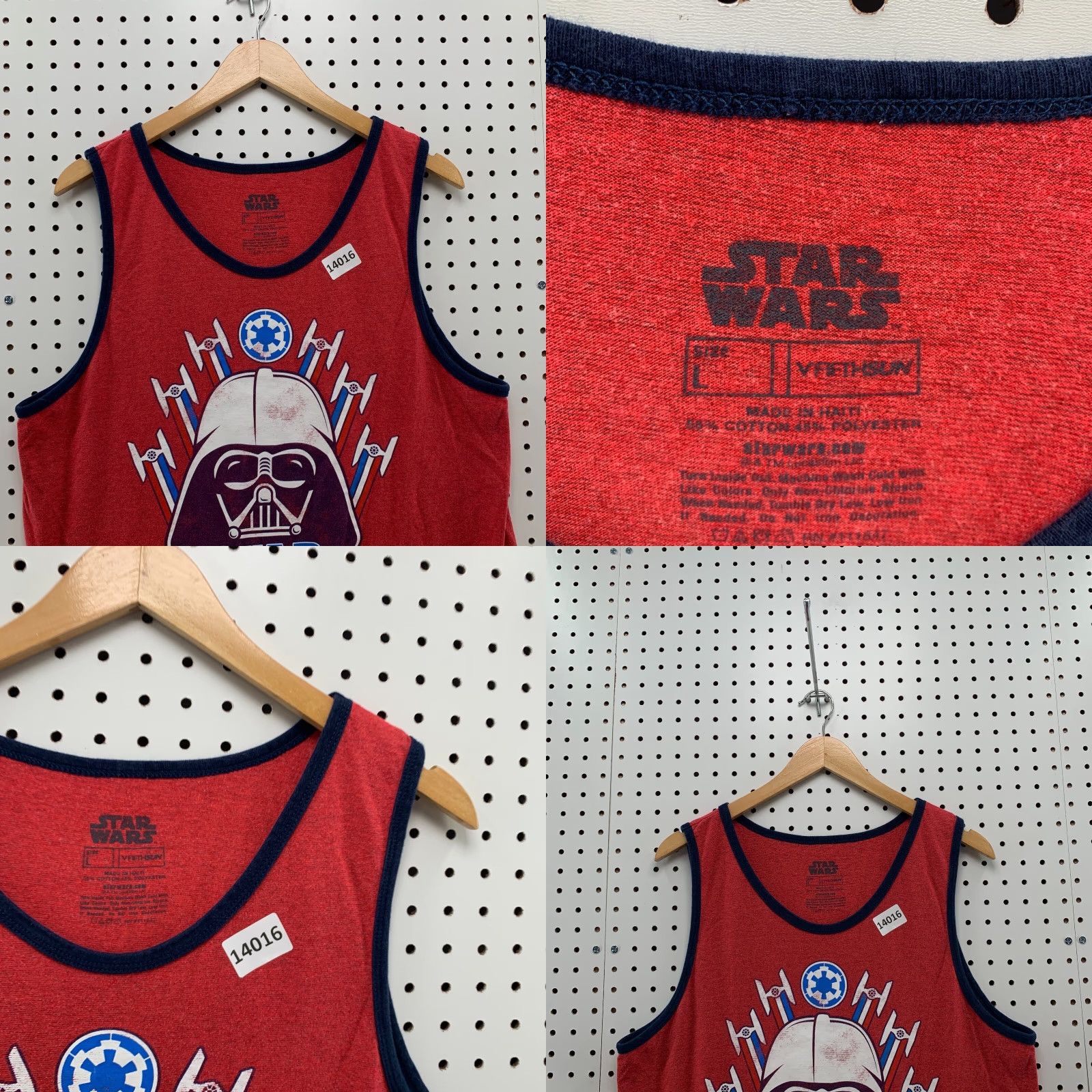 Star Wars Star Wars Darth Vader Red Sleeveless Top Mens Large Front Graphic Size US L / EU 52-54 / 3 - 8 Thumbnail