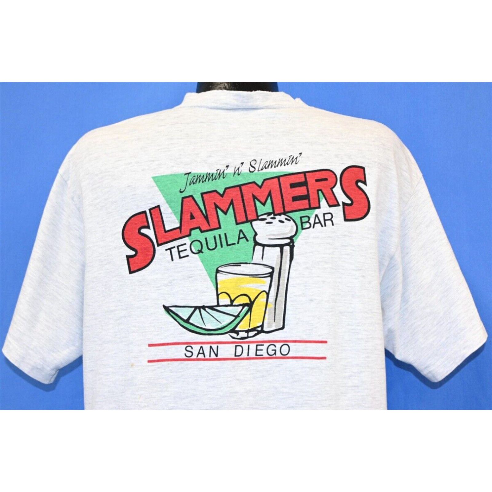 image of Vintage 90's Crazy Shirts Slammers Tequila Bar San Diego Cali T-Shirt Large L in White, Men's