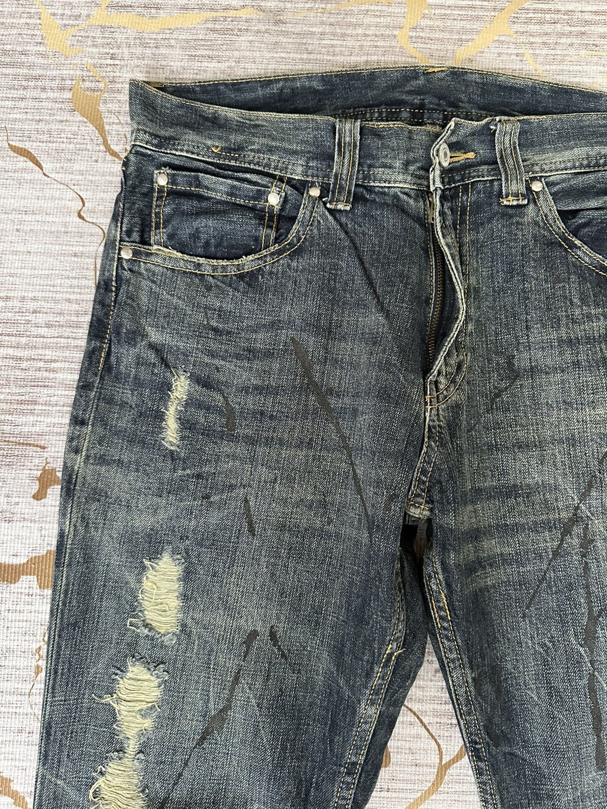 Japanese Brand FLARE Japanese Brand Distressed Claw Marks Design Denim Size US 33 - 10 Thumbnail