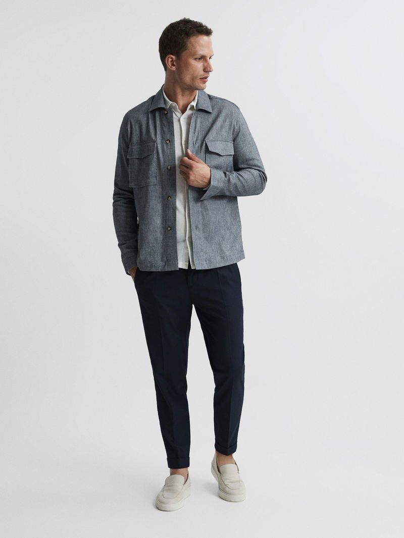 Designer × Reiss Reiss Habanero Chambray Twin Pocket Overshirt Inigo Size L Size US L / EU 52-54 / 3 - 14 Thumbnail
