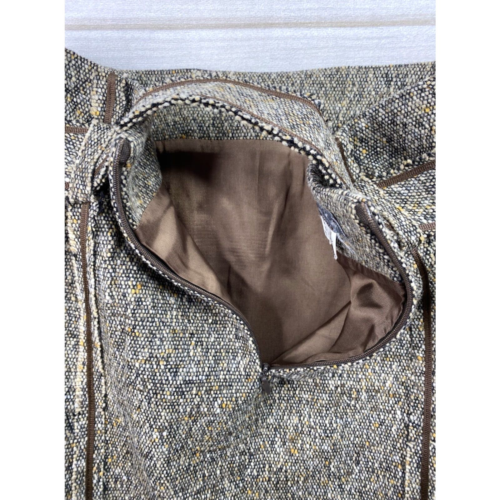 Vintage VINTAGE Serena Kay Paris Wool Skirt Sz 38 Brown Tweed Belted Made in France Women Size 28" / US 6 / IT 42 - 6 Thumbnail