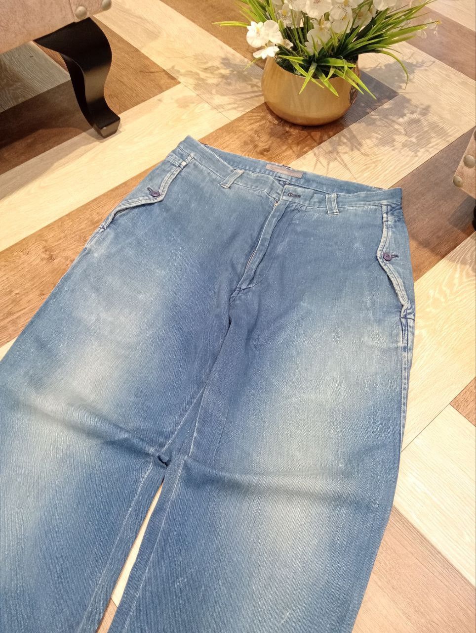 Issey Miyake RARE ISSEY MIYAKE VINTAGE DISTRESSED DENIM TROUSERS PANTS Size US 31 - 4 Thumbnail
