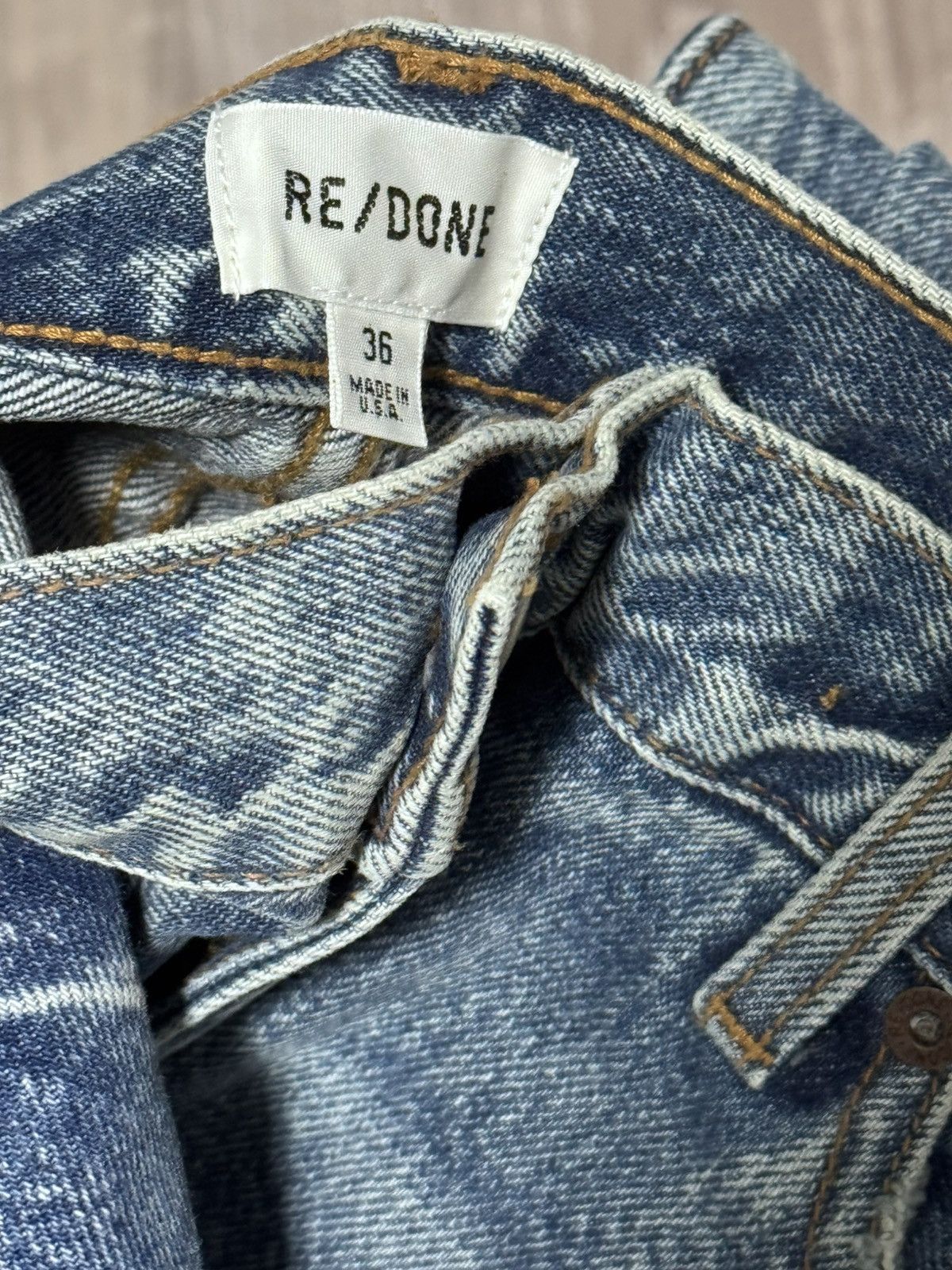 RE/DONE RE/DONE Men’s 90s Slim Fit Jeans Mid Worn Light Blue Denim Size US 36 / EU 52 - 12 Thumbnail