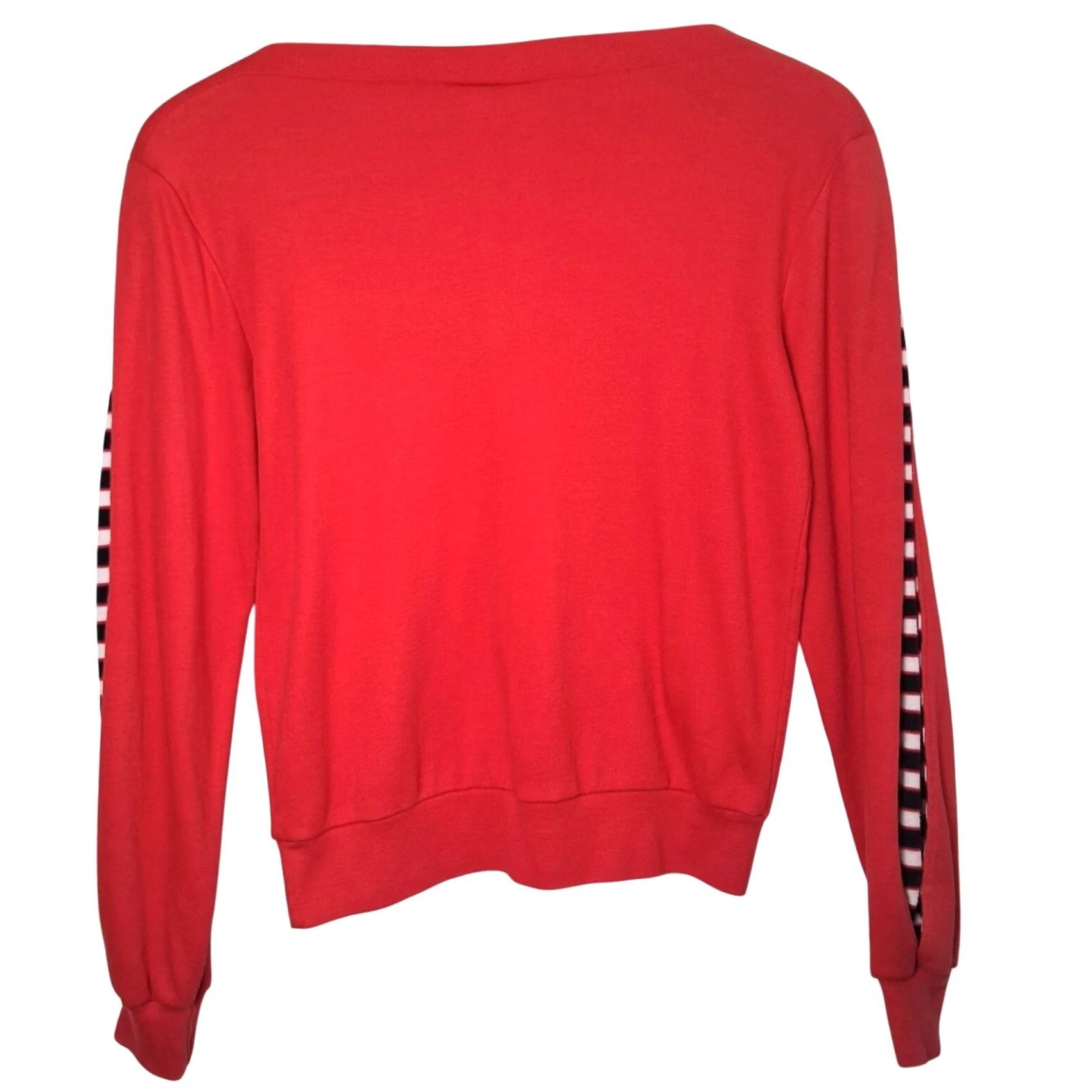 Etro VINTAGE 1980s Shirt Women Small Knit Red Black Stripe Long Sleeve Retro READ Size S / US 4 / IT 40 - 3 Thumbnail